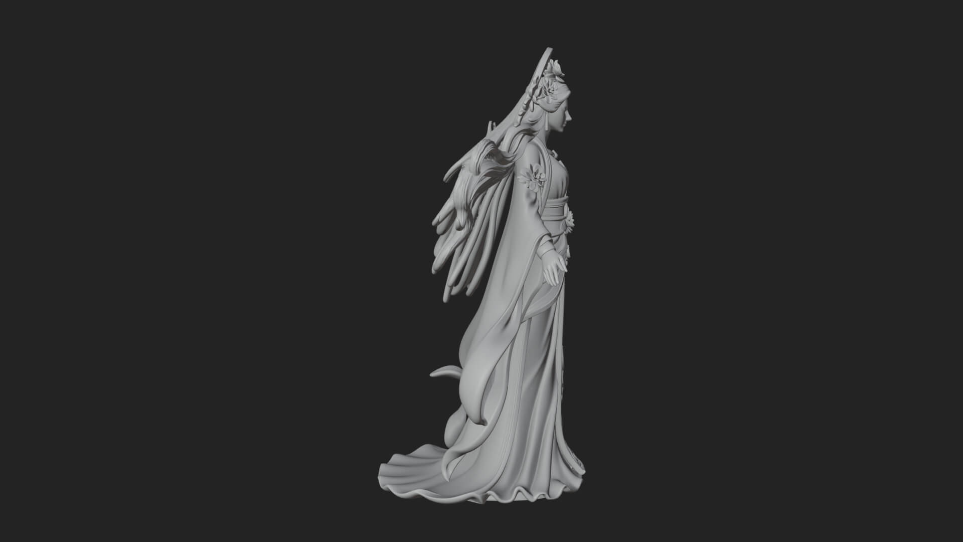 Dancing Celestial Maiden Statue Design 7 3D Print Model 3D Model