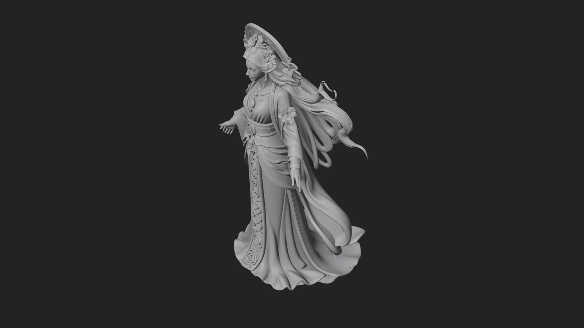 Dancing Celestial Maiden Statue Design 7 3D Print Model 3D Model