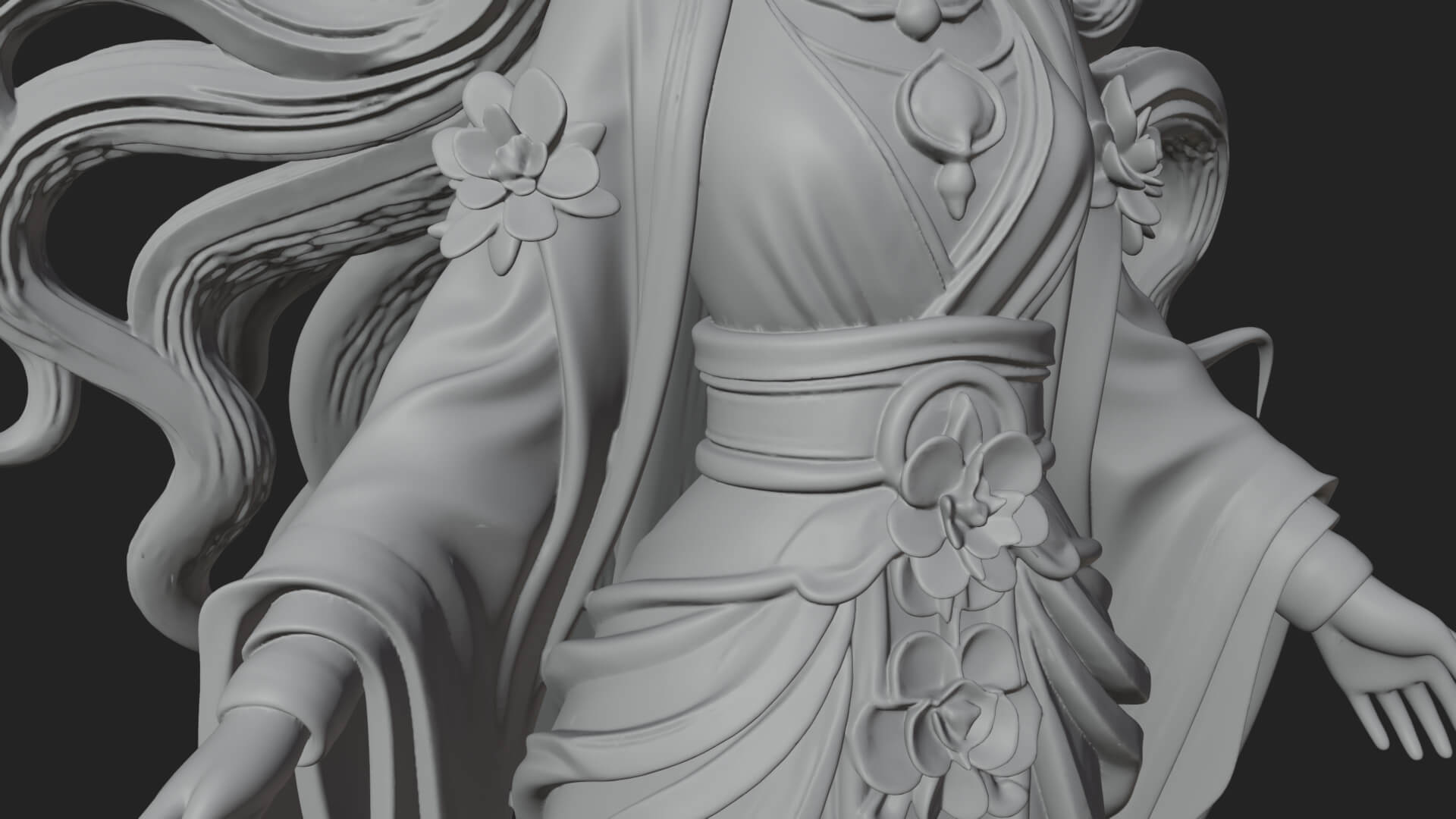 Dancing Celestial Maiden Statue Design 7 3D Print Model 3D Model