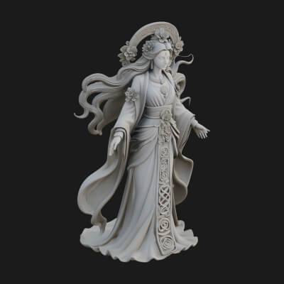 Dancing Celestial Maiden Statue Design 7 3D Print Model