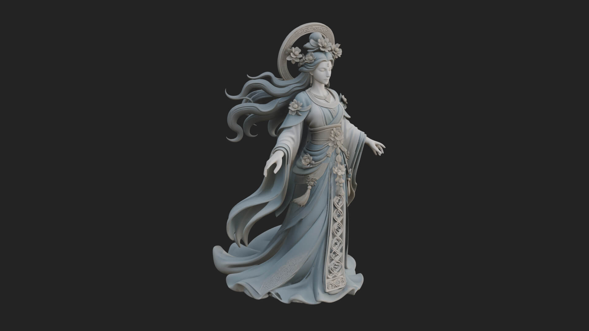 Dancing Celestial Maiden Statue Design 8 3D Print Model 3D Model