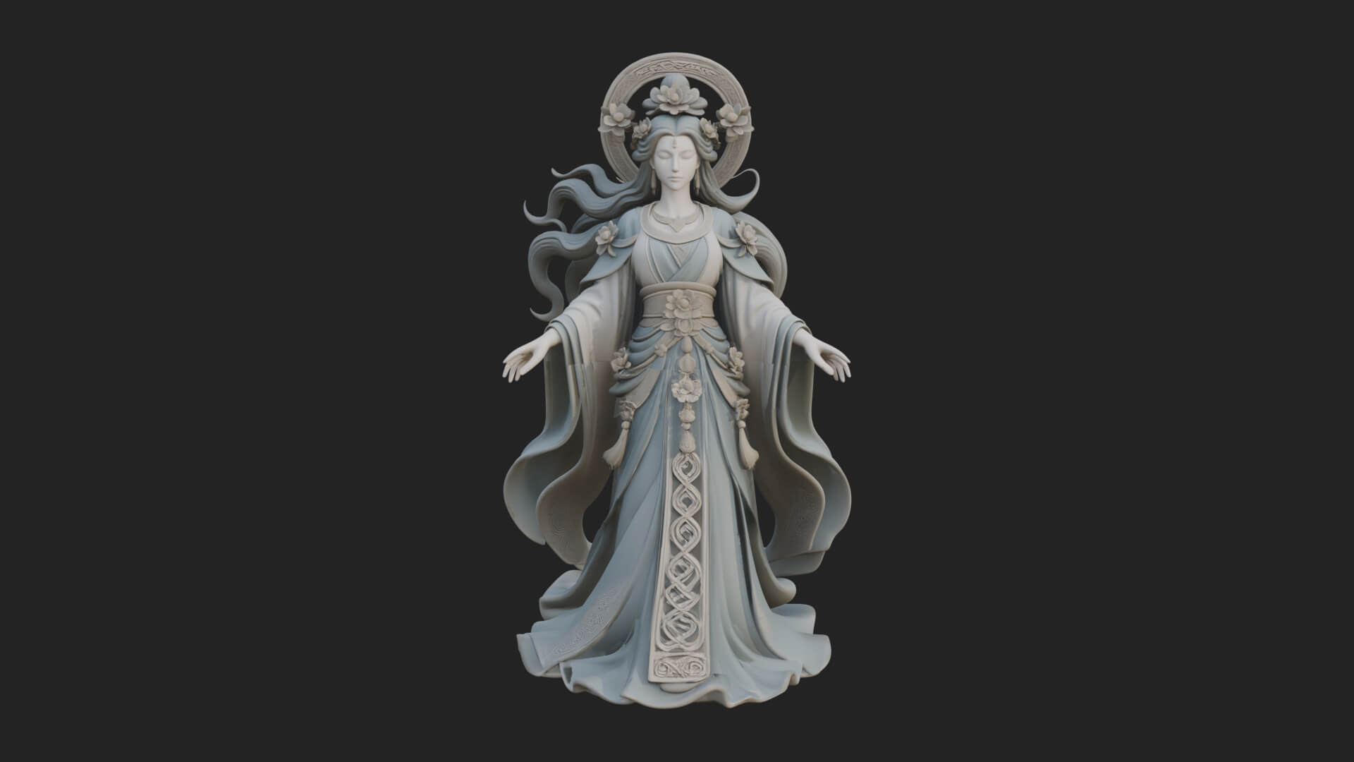 Dancing Celestial Maiden Statue Design 8 3D Print Model 3D Model