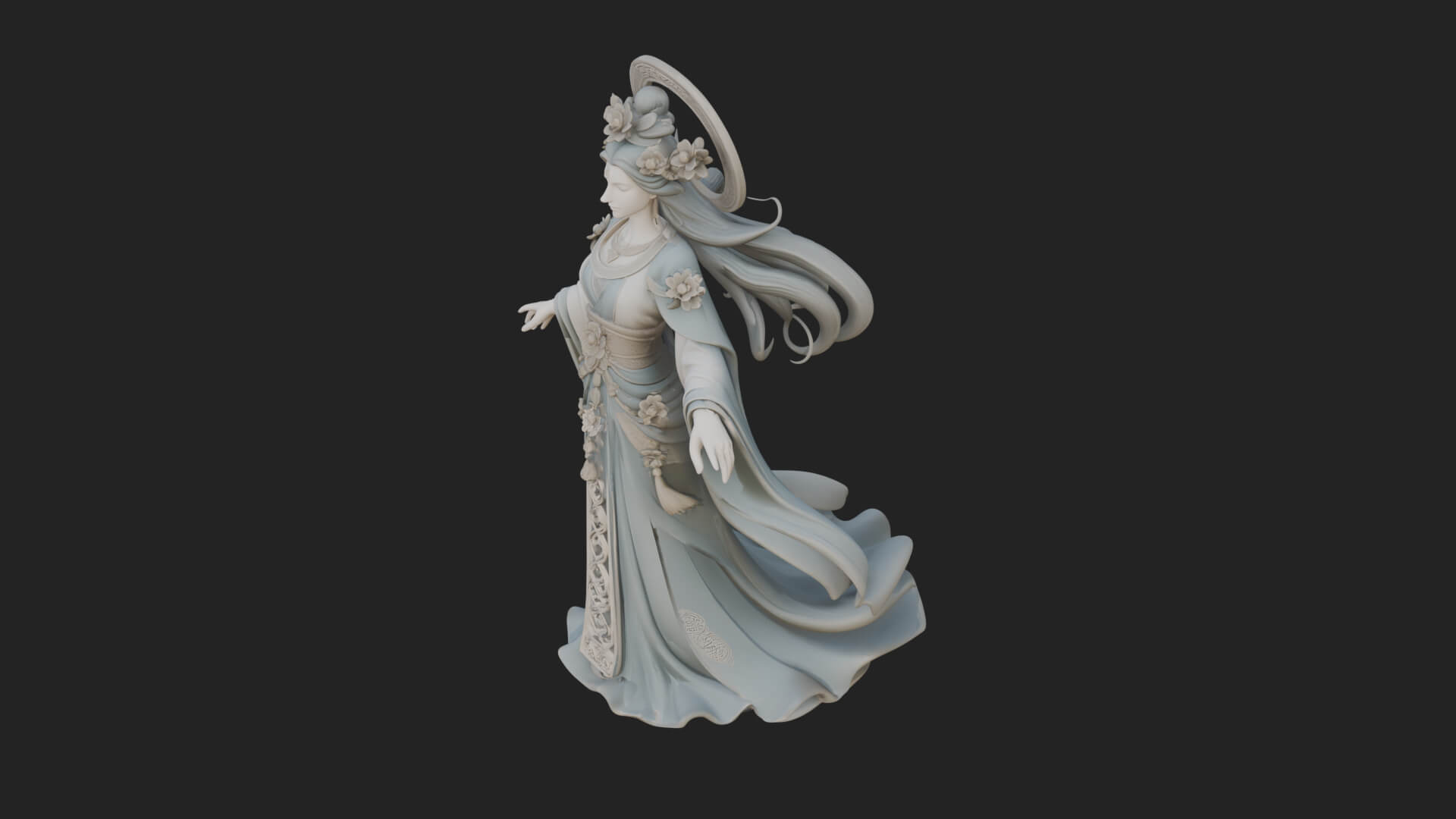 Dancing Celestial Maiden Statue Design 8 3D Print Model 3D Model