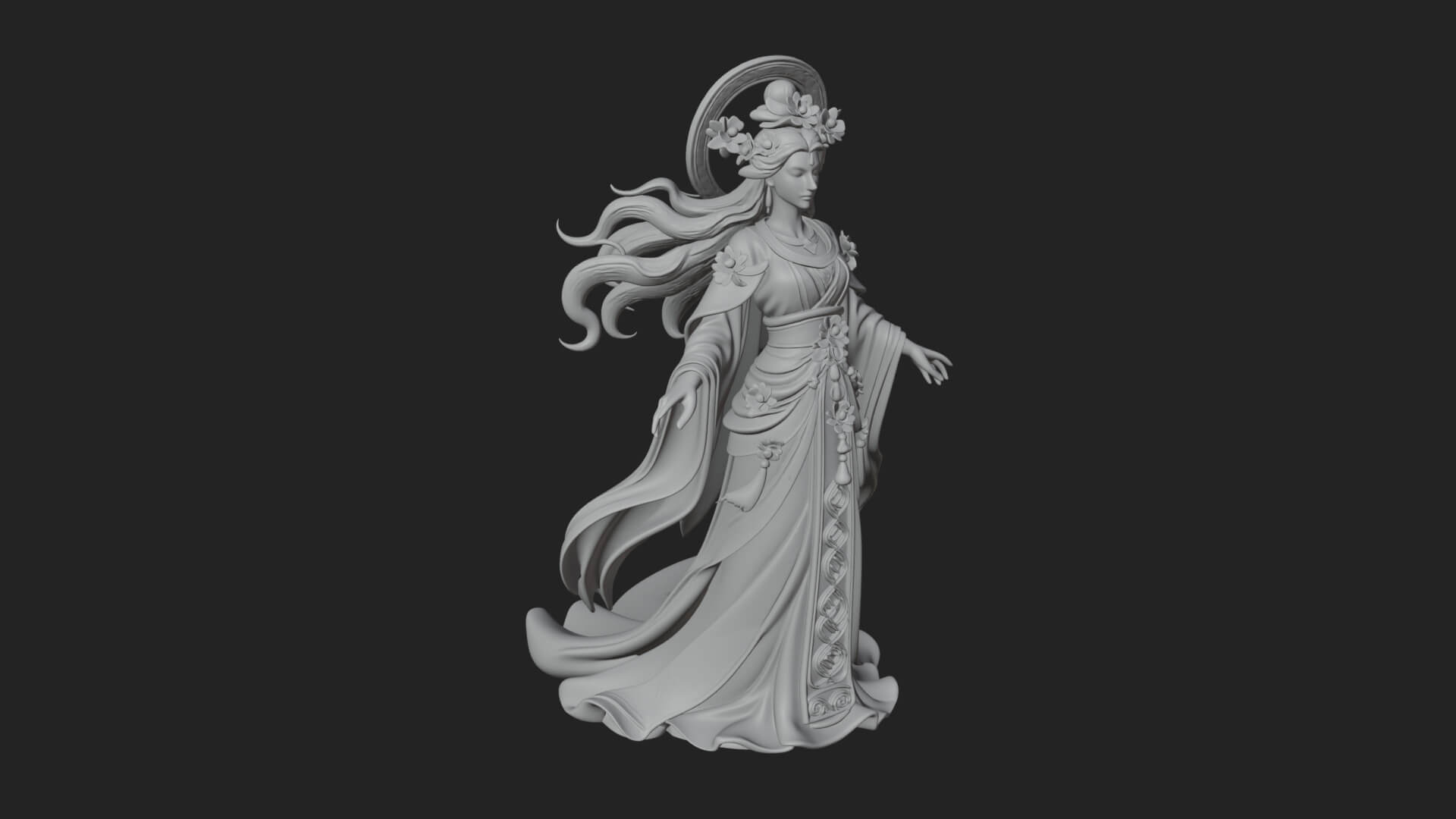 Dancing Celestial Maiden Statue Design 8 3D Print Model 3D Model