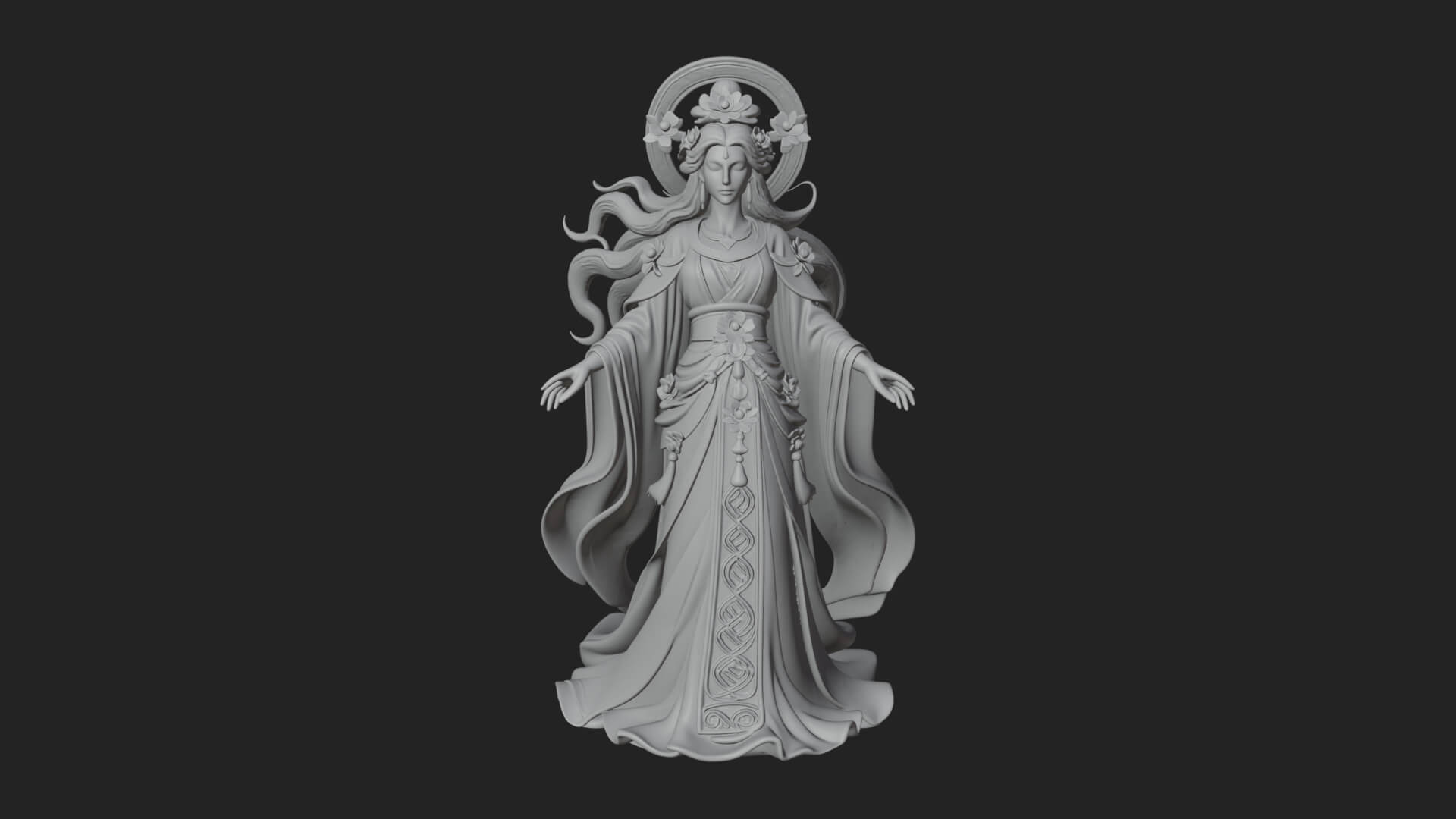 Dancing Celestial Maiden Statue Design 8 3D Print Model 3D Model
