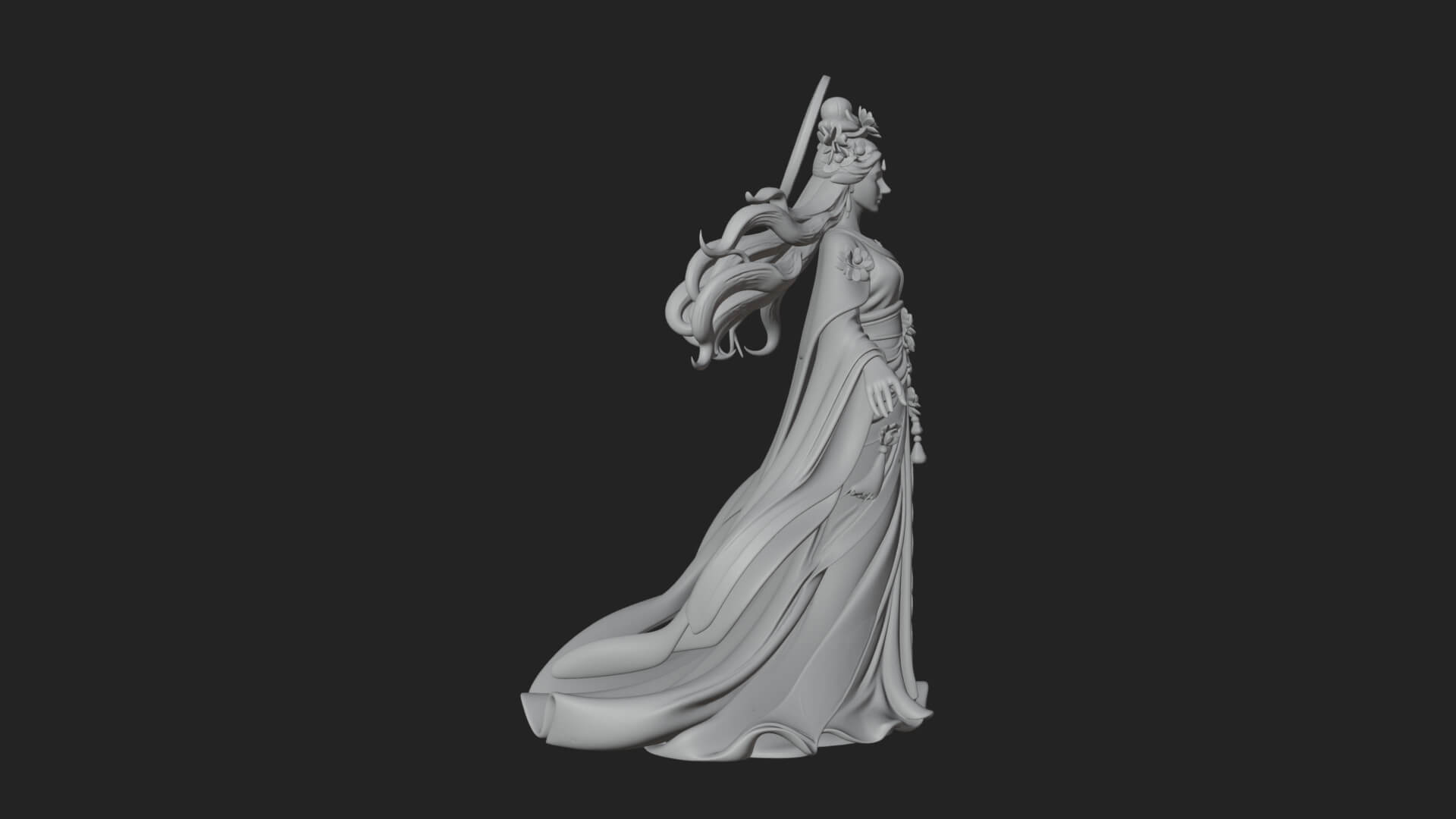 Dancing Celestial Maiden Statue Design 8 3D Print Model 3D Model