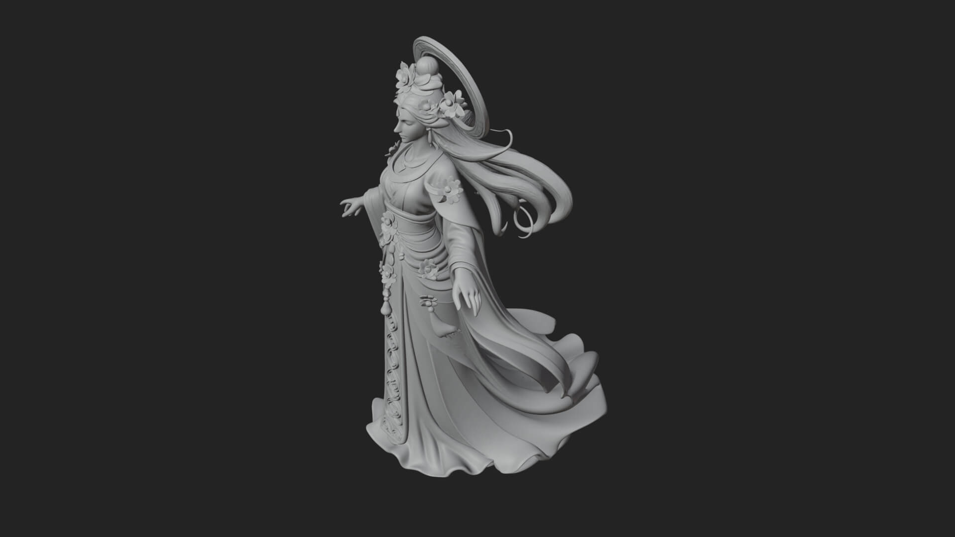 Dancing Celestial Maiden Statue Design 8 3D Print Model 3D Model