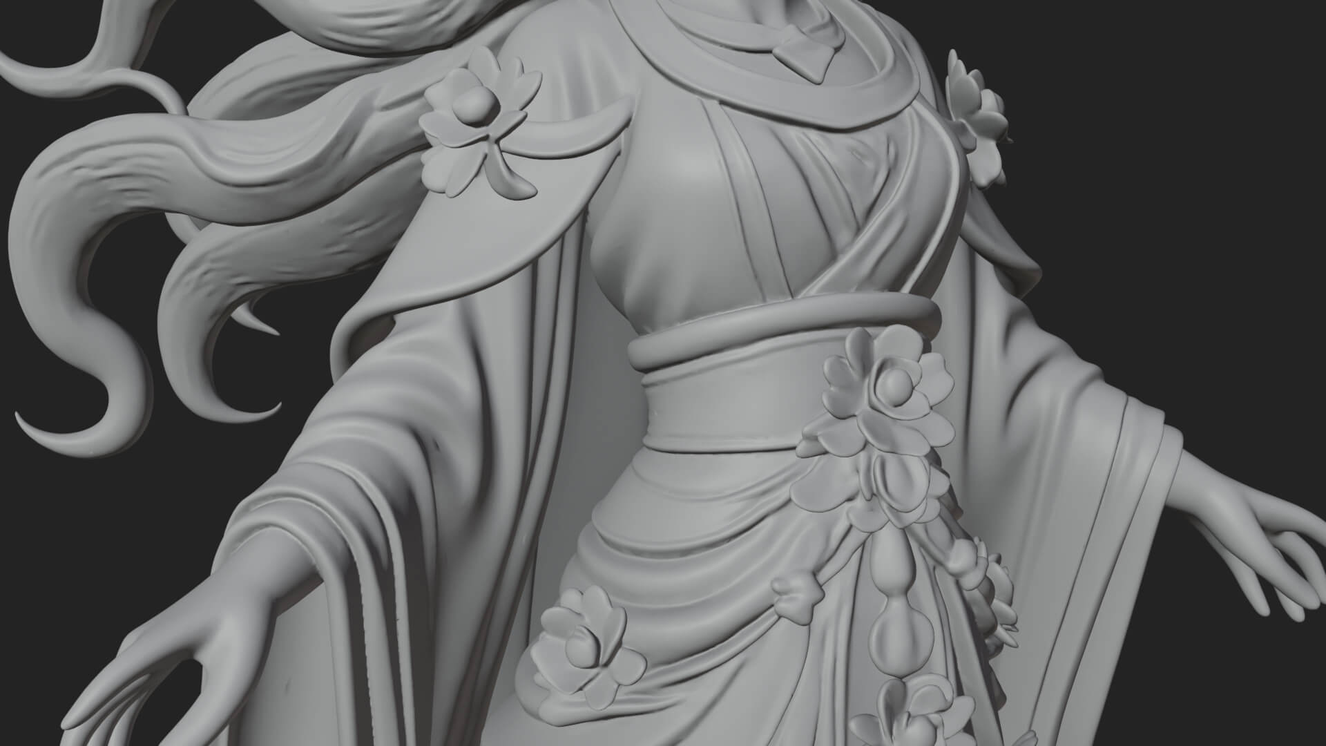 Dancing Celestial Maiden Statue Design 8 3D Print Model 3D Model