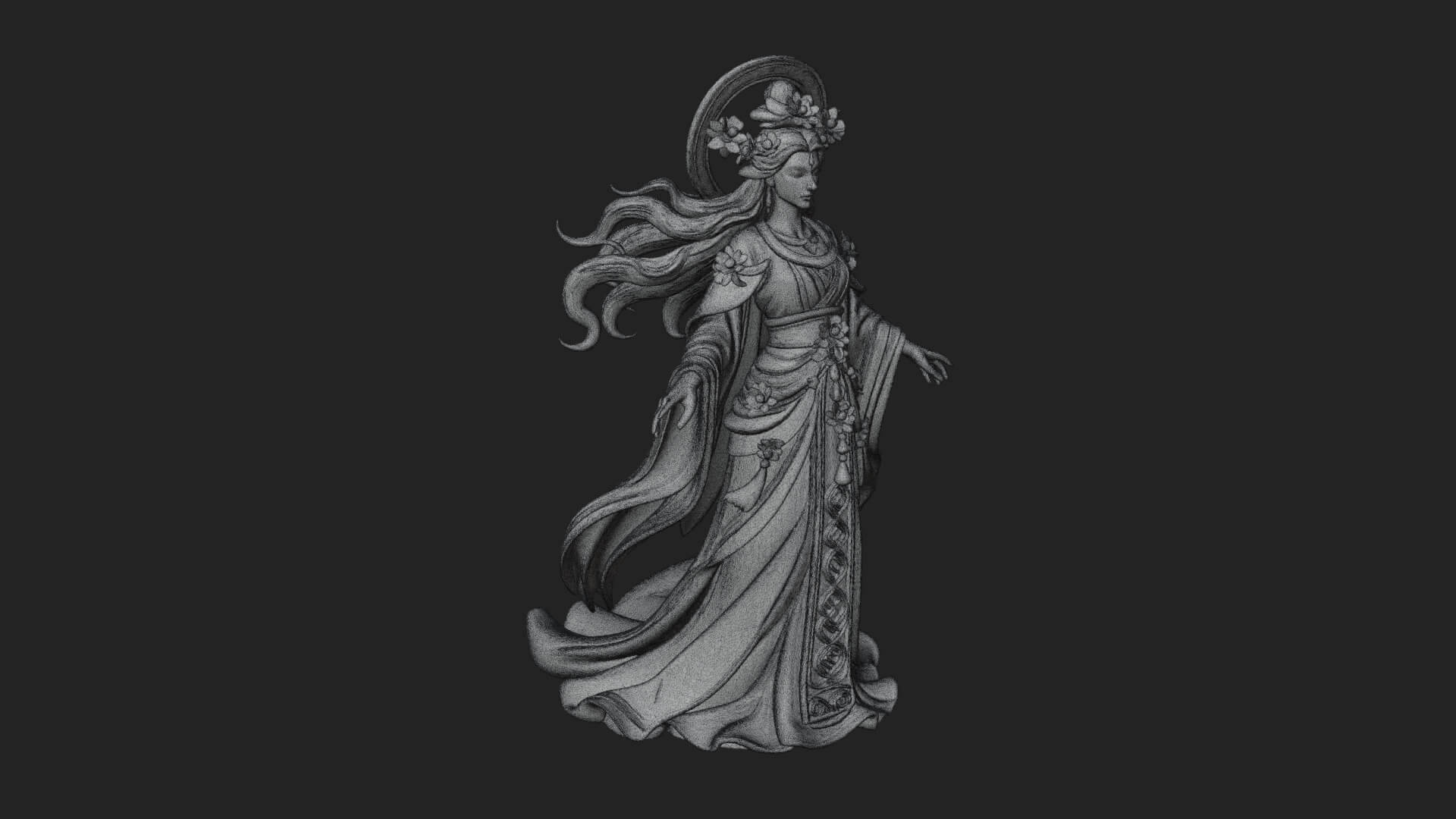 Dancing Celestial Maiden Statue Design 8 3D Print Model 3D Model