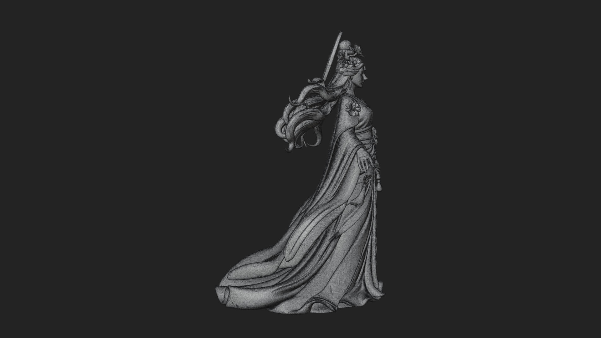 Dancing Celestial Maiden Statue Design 8 3D Print Model 3D Model