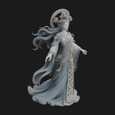 Dancing Celestial Maiden Statue Design 8 3D Print Model