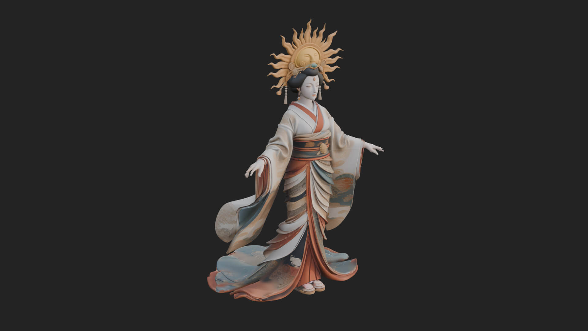 Dancing Celestial Maiden Statue Design 9 3D Print Model 3D Model