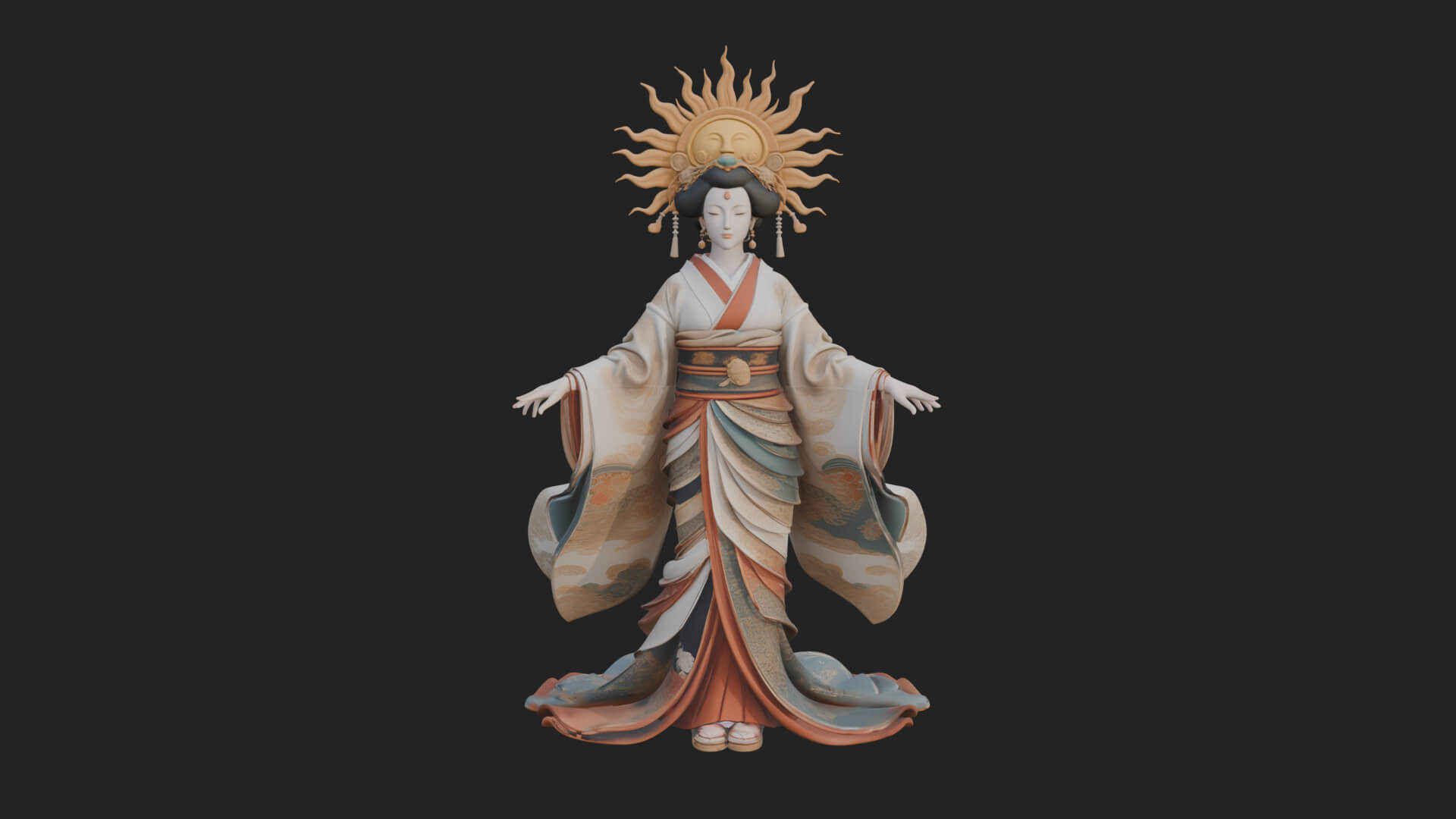 Dancing Celestial Maiden Statue Design 9 3D Print Model 3D Model