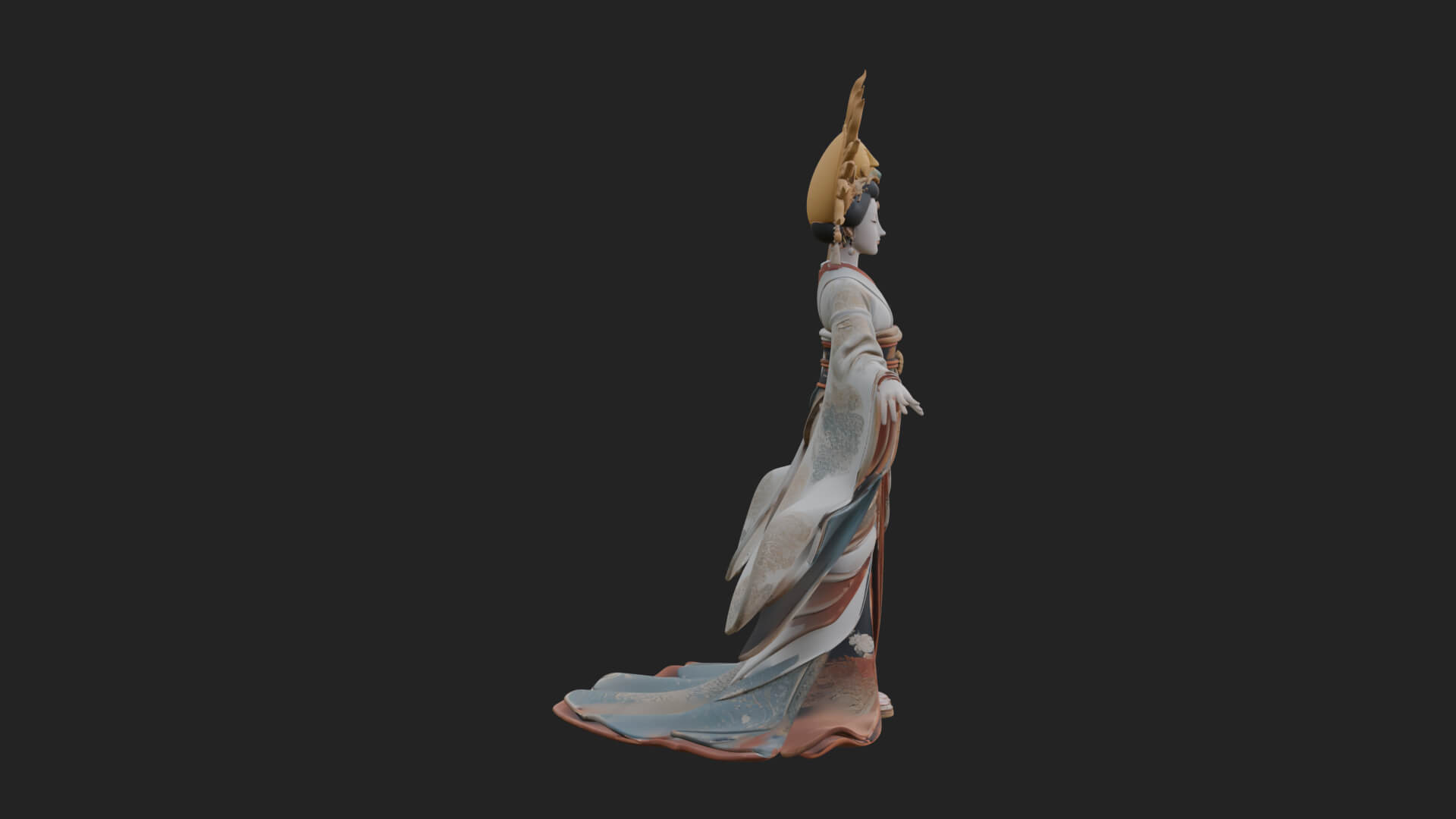 Dancing Celestial Maiden Statue Design 9 3D Print Model 3D Model