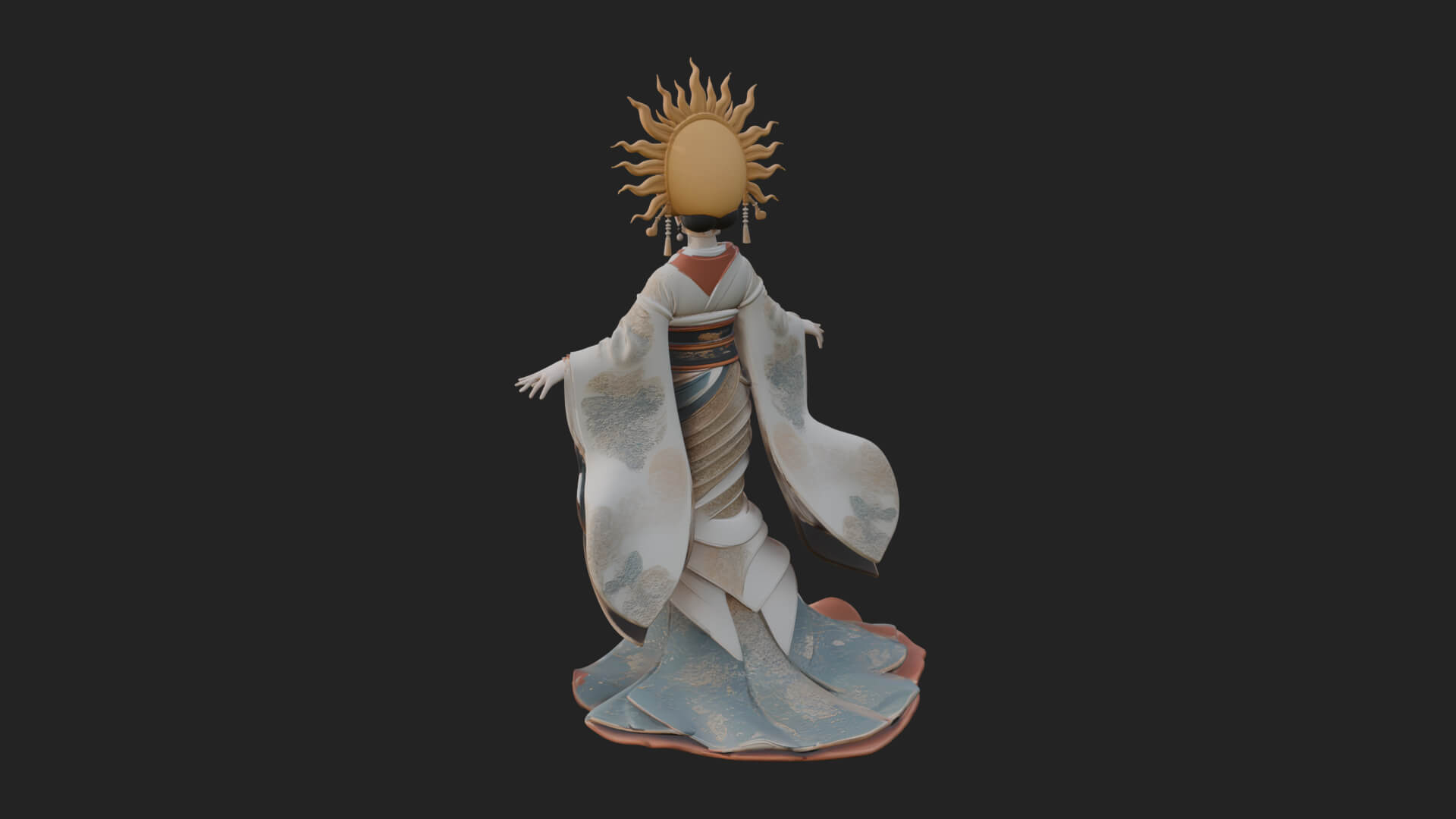Dancing Celestial Maiden Statue Design 9 3D Print Model 3D Model
