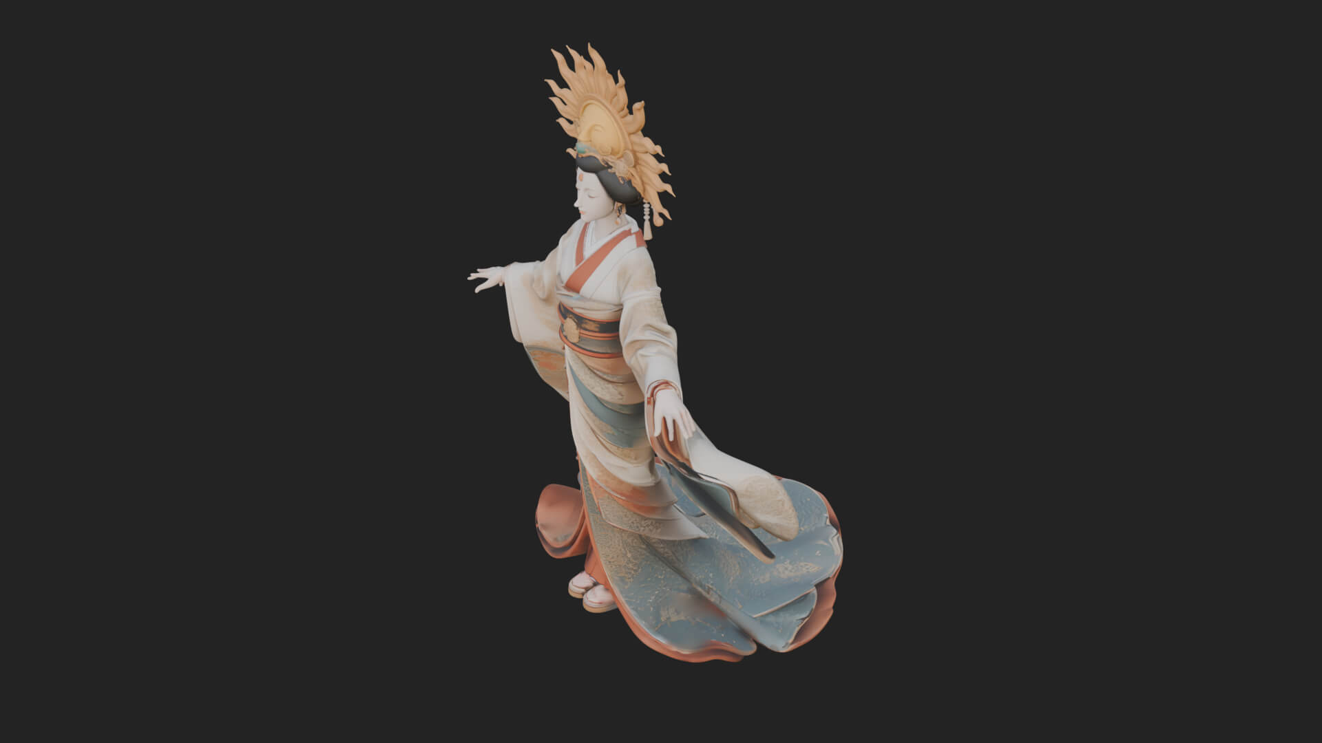 Dancing Celestial Maiden Statue Design 9 3D Print Model 3D Model