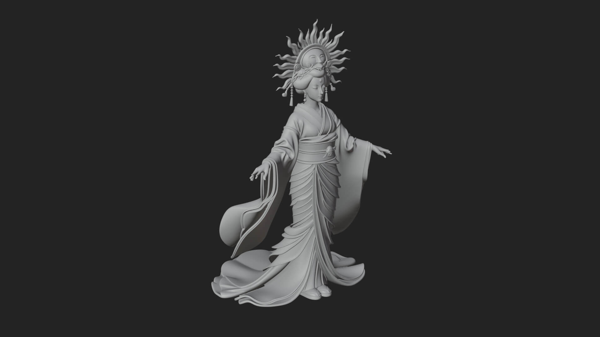 Dancing Celestial Maiden Statue Design 9 3D Print Model 3D Model