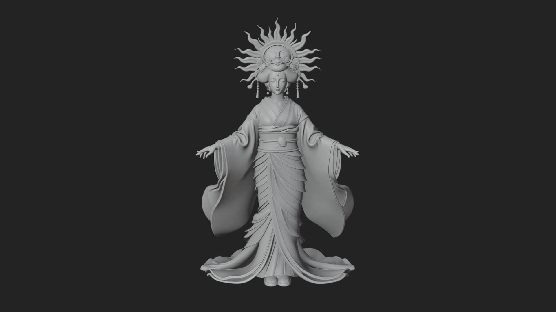 Dancing Celestial Maiden Statue Design 9 3D Print Model 3D Model