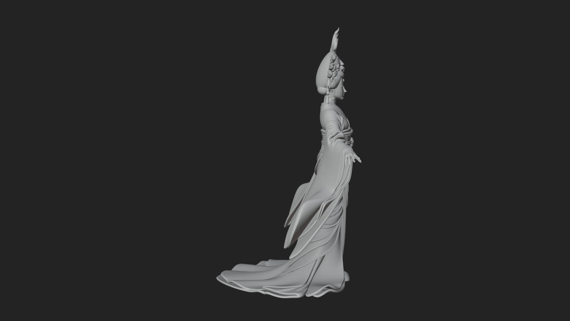 Dancing Celestial Maiden Statue Design 9 3D Print Model 3D Model