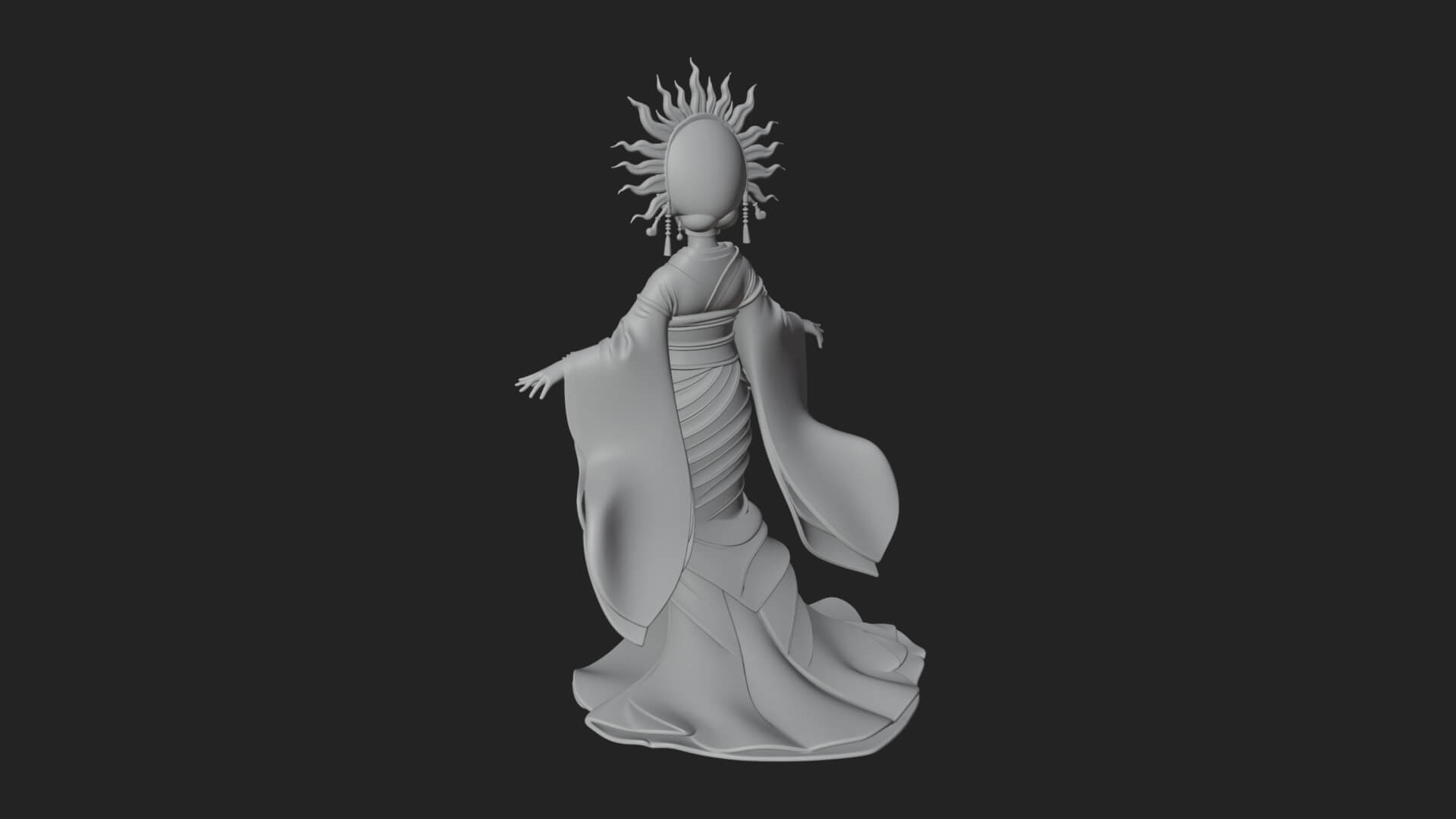 Dancing Celestial Maiden Statue Design 9 3D Print Model 3D Model