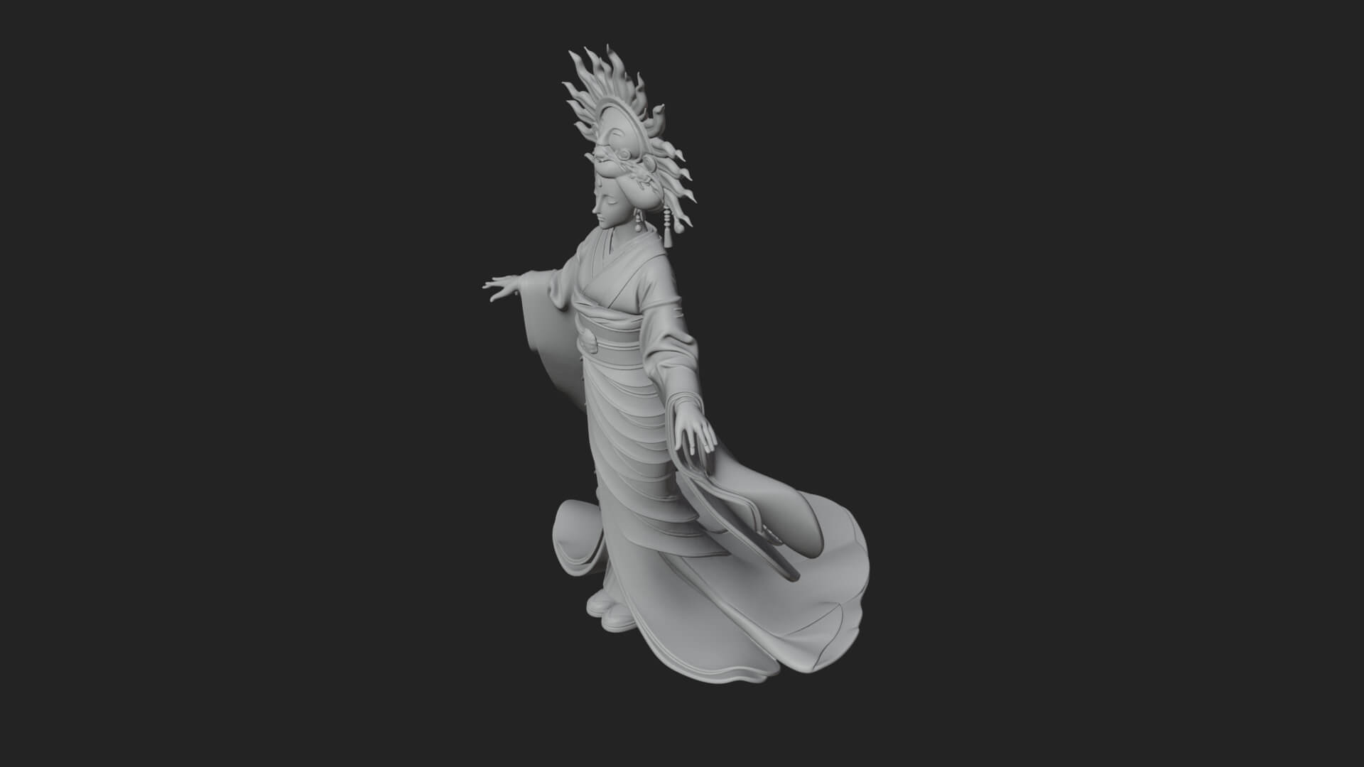 Dancing Celestial Maiden Statue Design 9 3D Print Model 3D Model