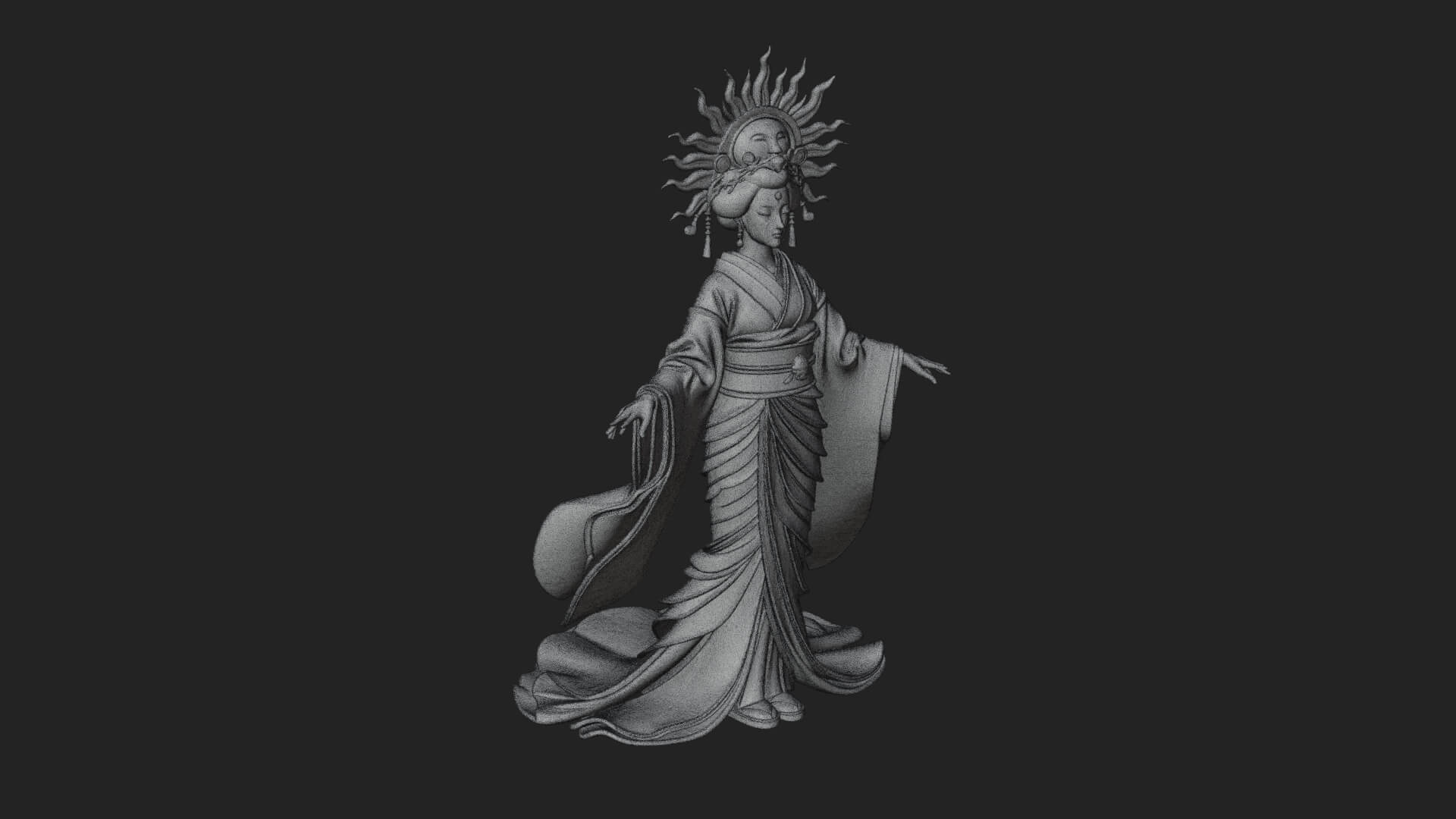 Dancing Celestial Maiden Statue Design 9 3D Print Model 3D Model
