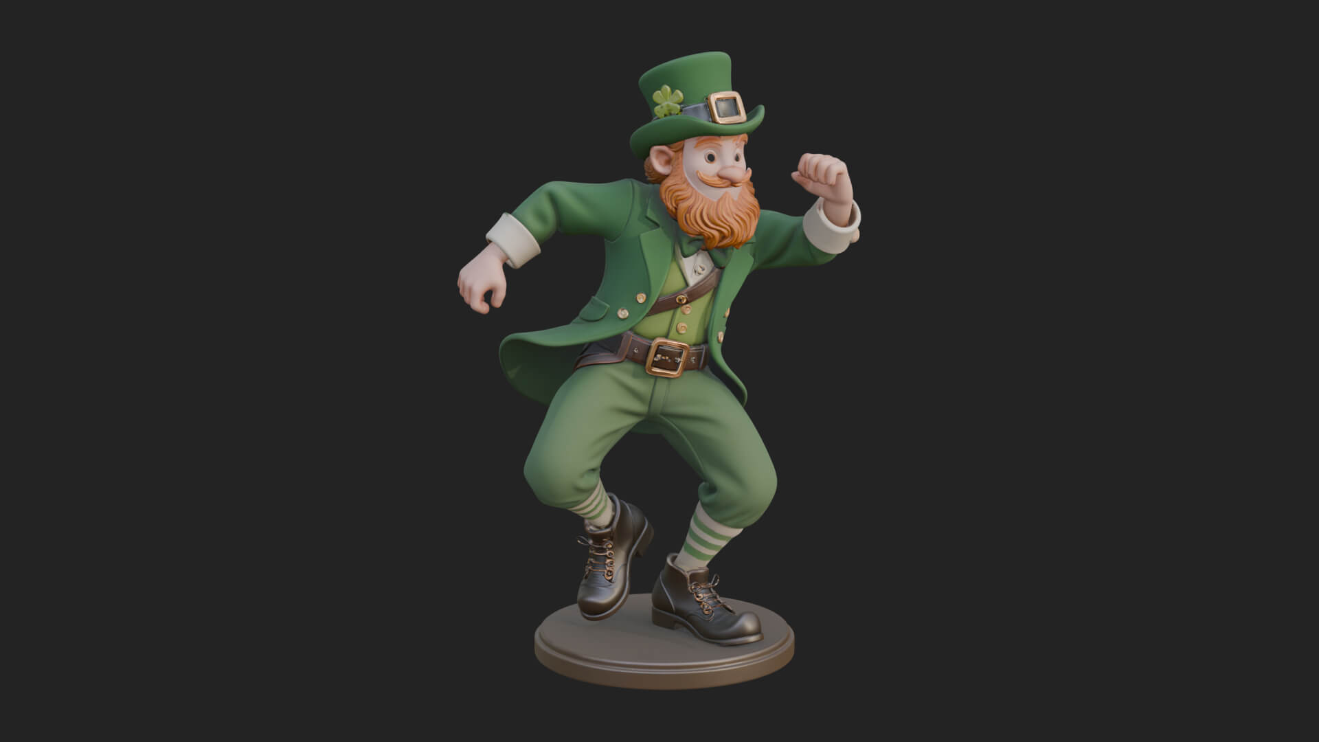 Dancing Leprechaun Statue Design 1 3D Print Model 3D Model