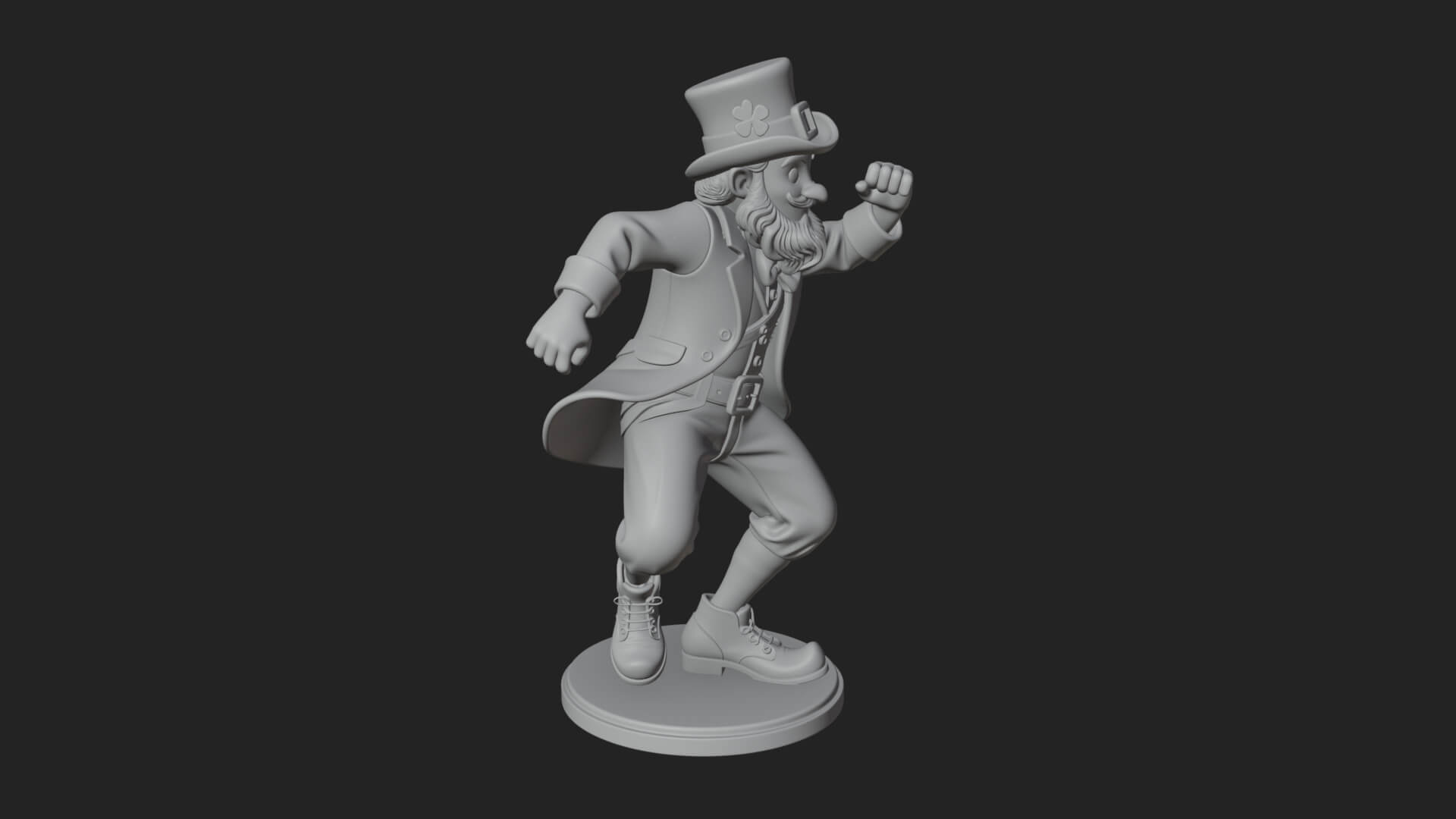 Dancing Leprechaun Statue Design 1 3D Print Model 3D Model
