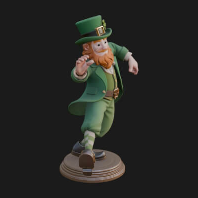 Dancing Leprechaun Statue Design 2 3D Print Model