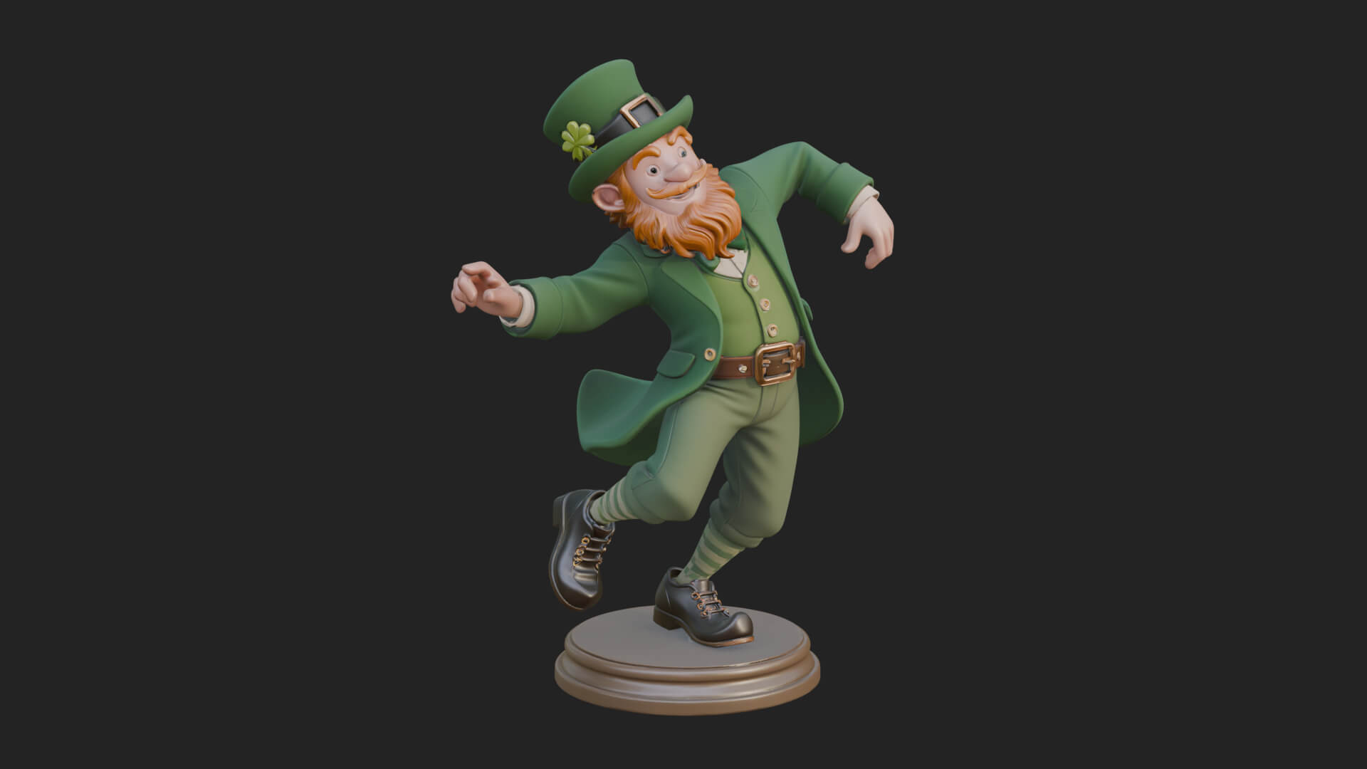 Dancing Leprechaun Statue Design 4 3D Print Model 3D Model