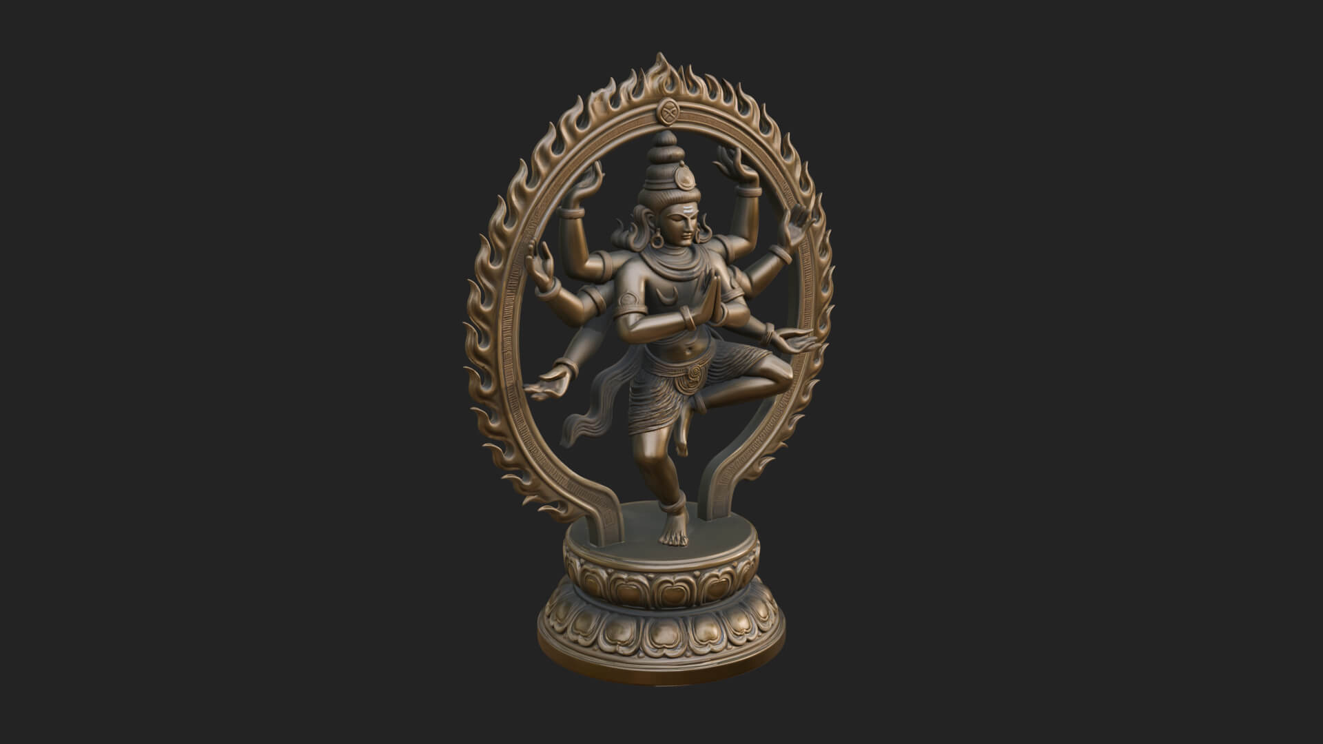 Dancing Shiva Nataraja Statue Design 1 3D Print Model 3D Model