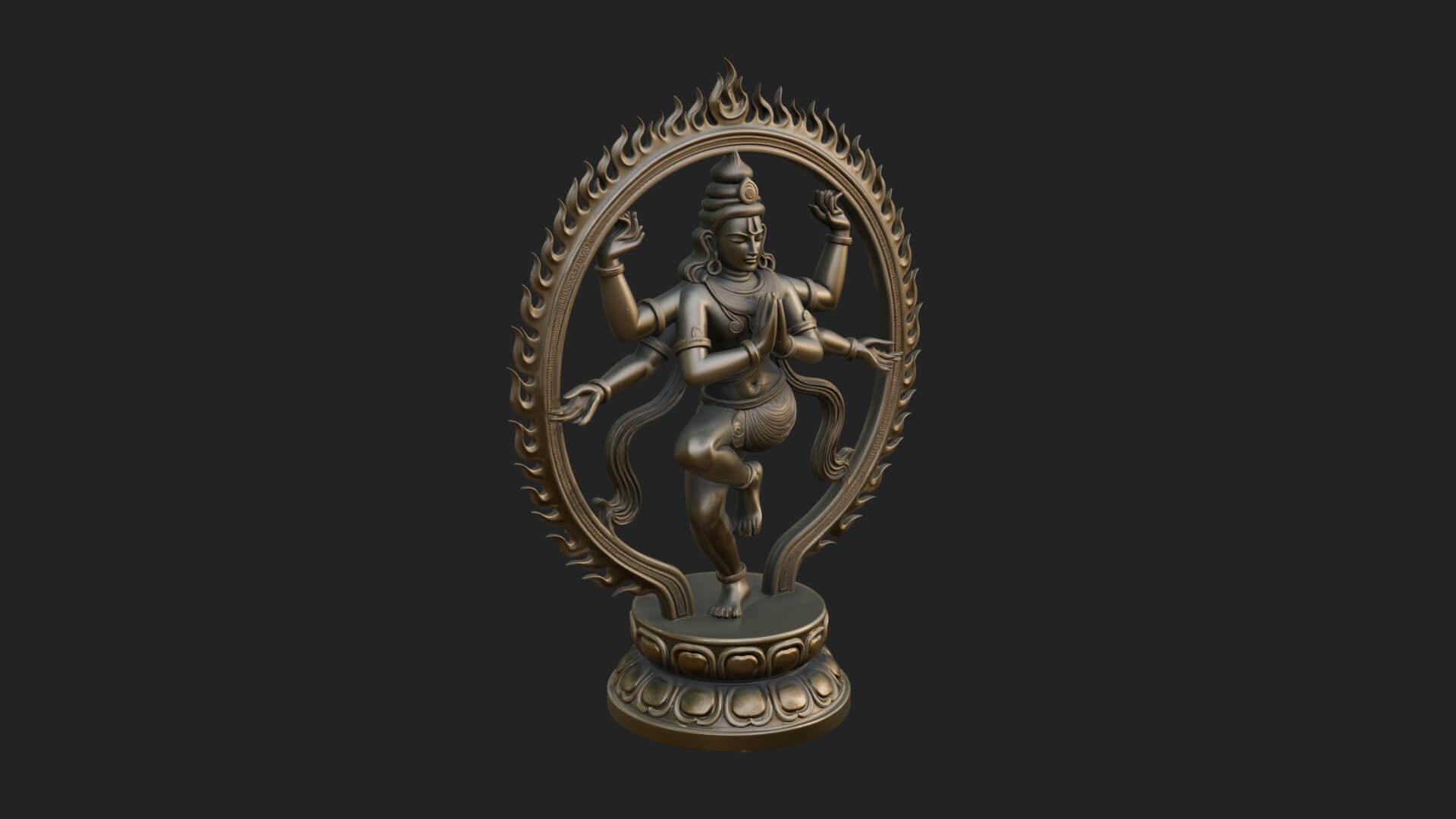 Dancing Shiva Nataraja Statue Design 2 3D Print Model 3D Model
