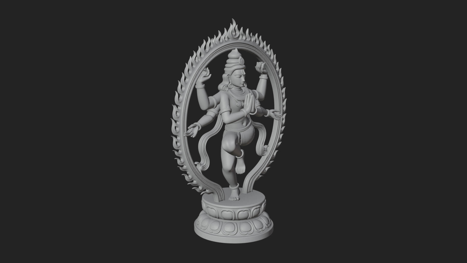 Dancing Shiva Nataraja Statue Design 2 3D Print Model 3D Model