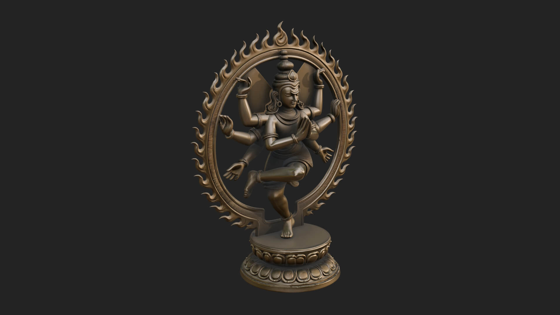 Dancing Shiva Nataraja Statue Design 4 3D Print Model 3D Model