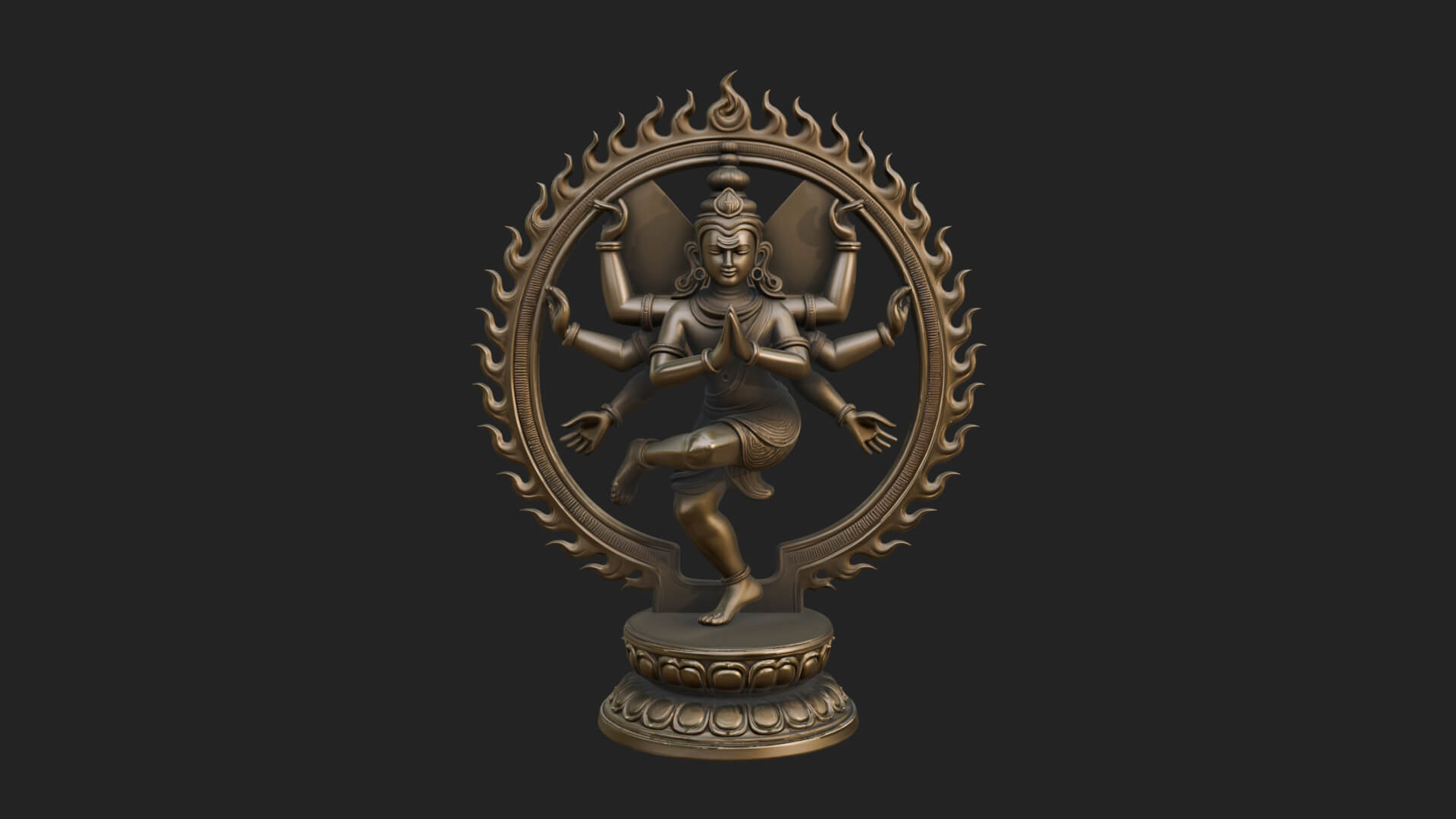 Dancing Shiva Nataraja Statue Design 4 3D Print Model 3D Model