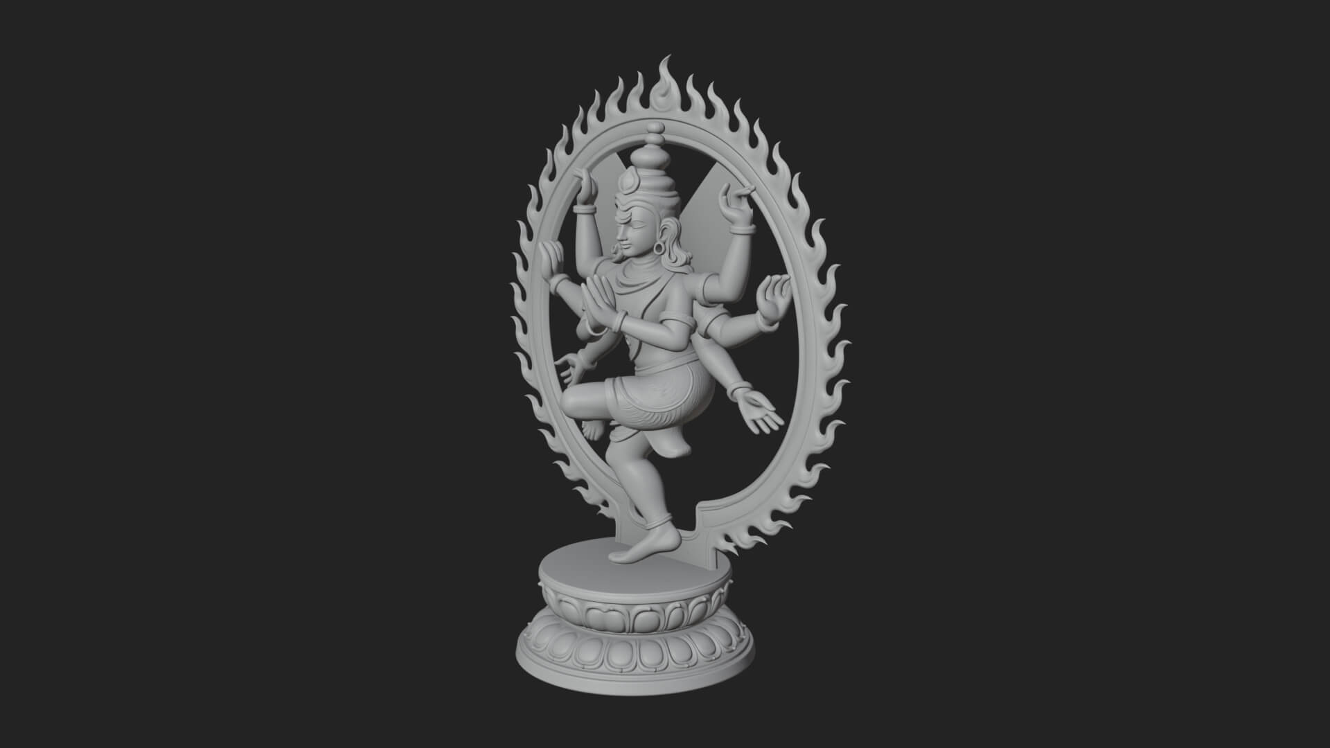 Dancing Shiva Nataraja Statue Design 4 3D Print Model 3D Model