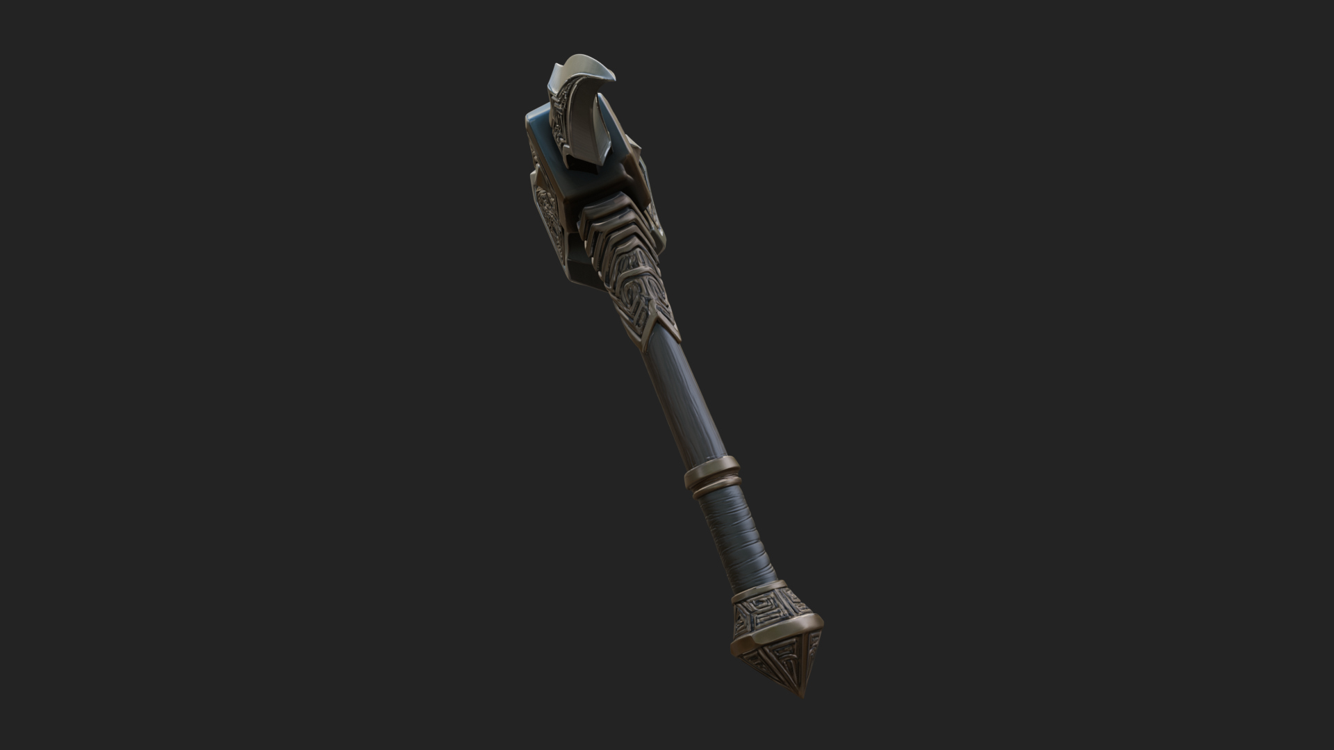 Dark Axe Head Staff Model Design 1 3D Print Model 3D Model