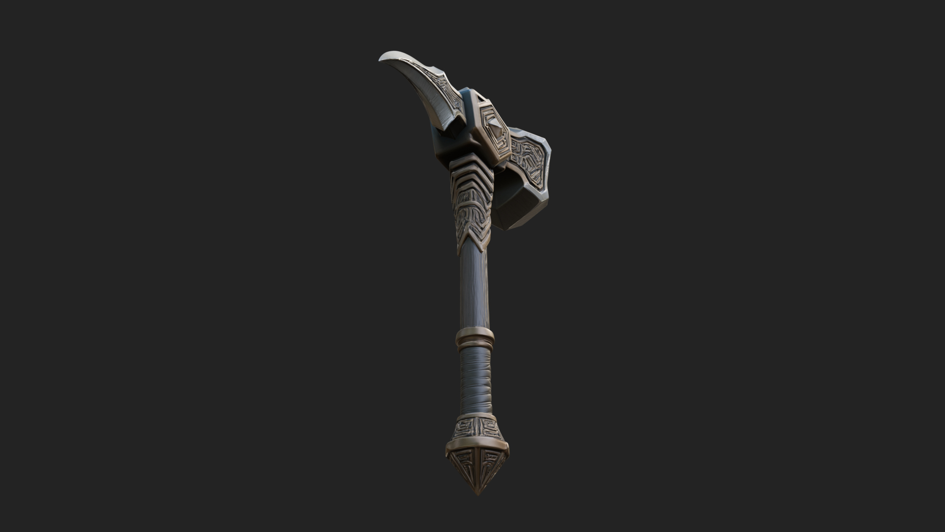 Dark Axe Head Staff Model Design 1 3D Print Model 3D Model
