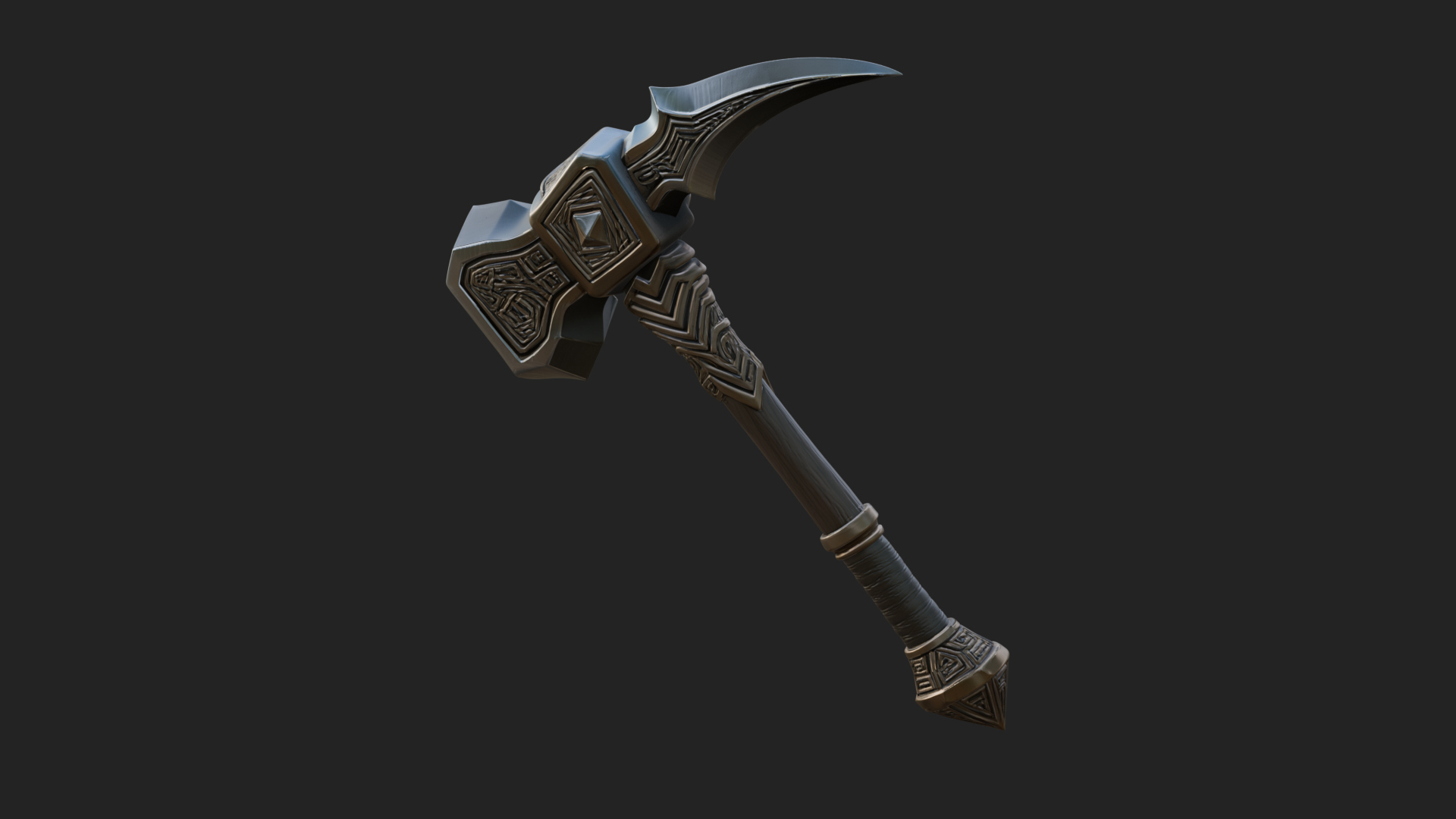 Dark Axe Head Staff Model Design 1 3D Print Model 3D Model