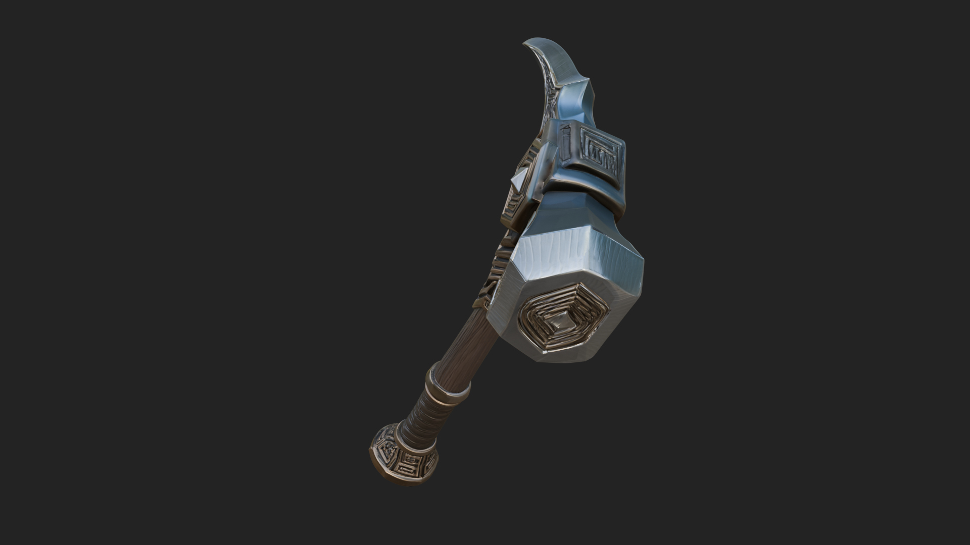 Dark Axe Head Staff Model Design 1 3D Print Model 3D Model