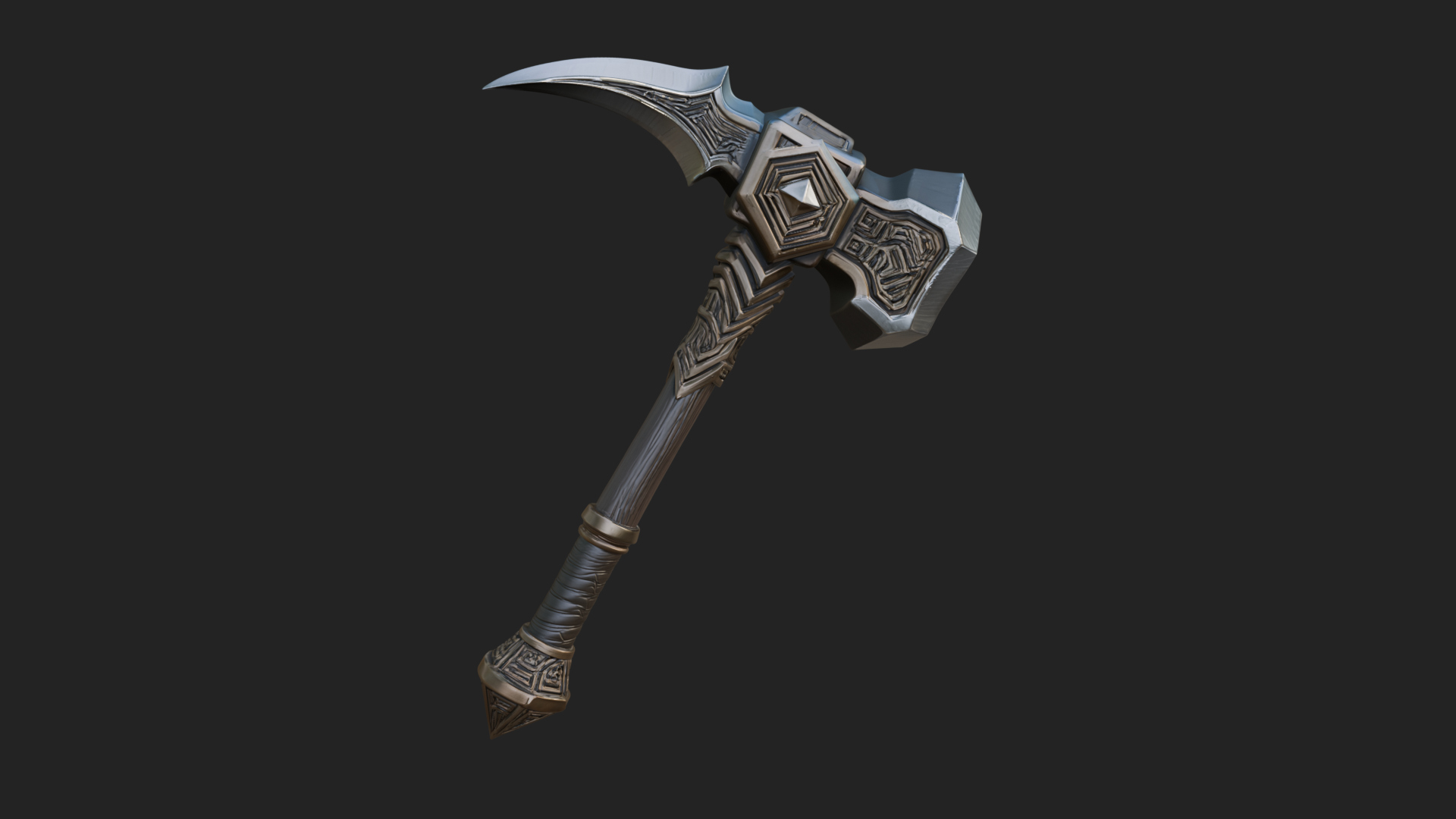 Dark Axe Head Staff Model Design 1 3D Print Model 3D Model