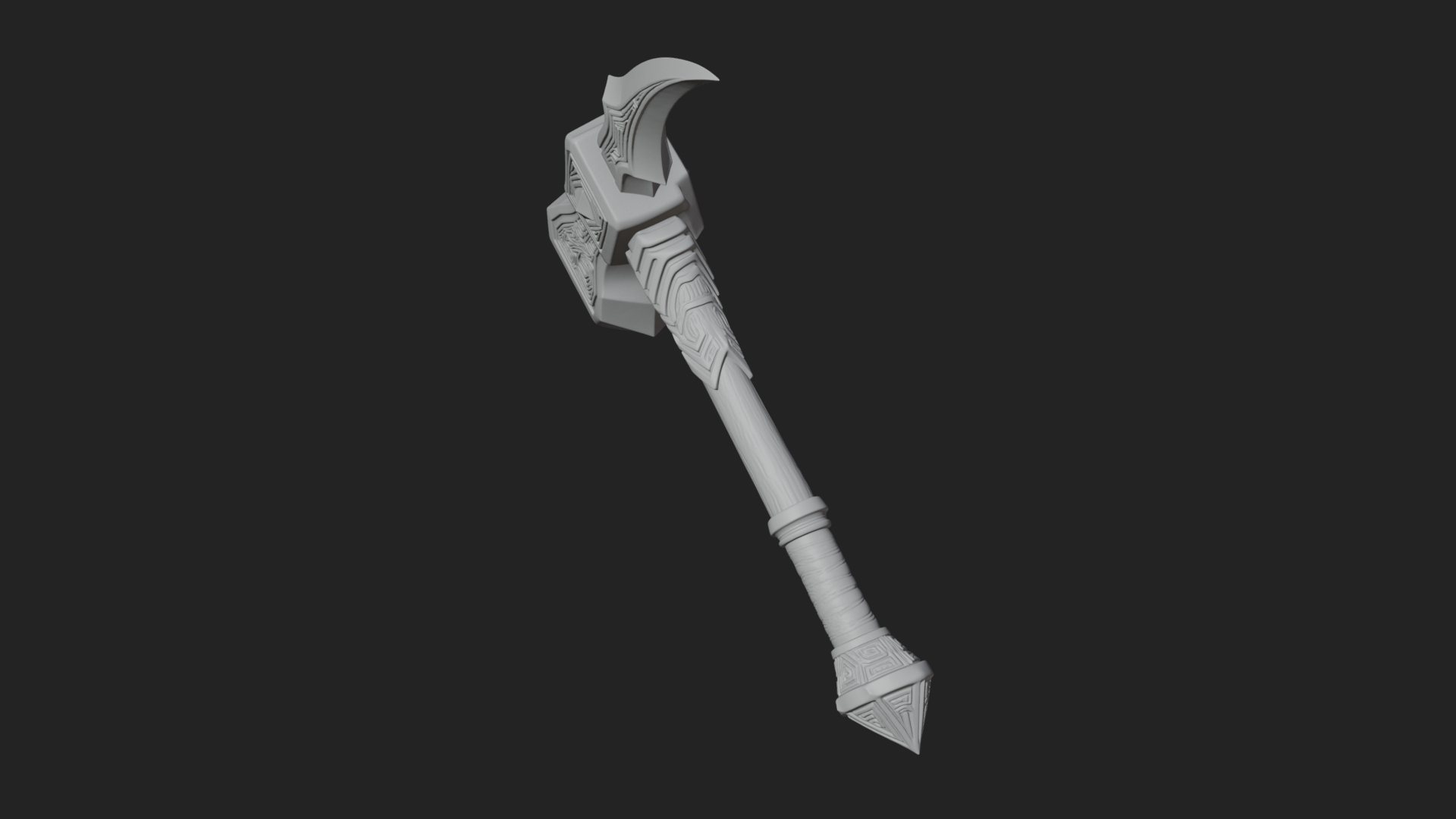 Dark Axe Head Staff Model Design 1 3D Print Model 3D Model