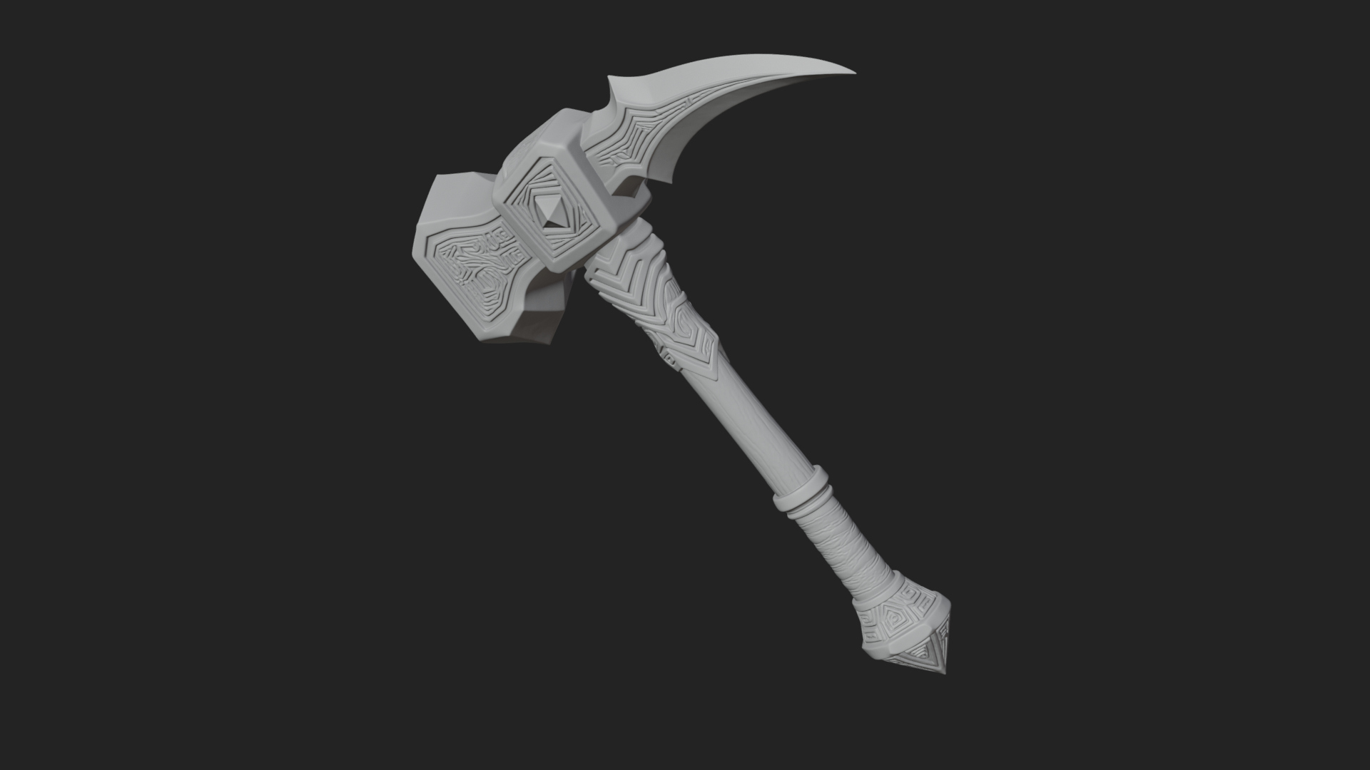 Dark Axe Head Staff Model Design 1 3D Print Model 3D Model