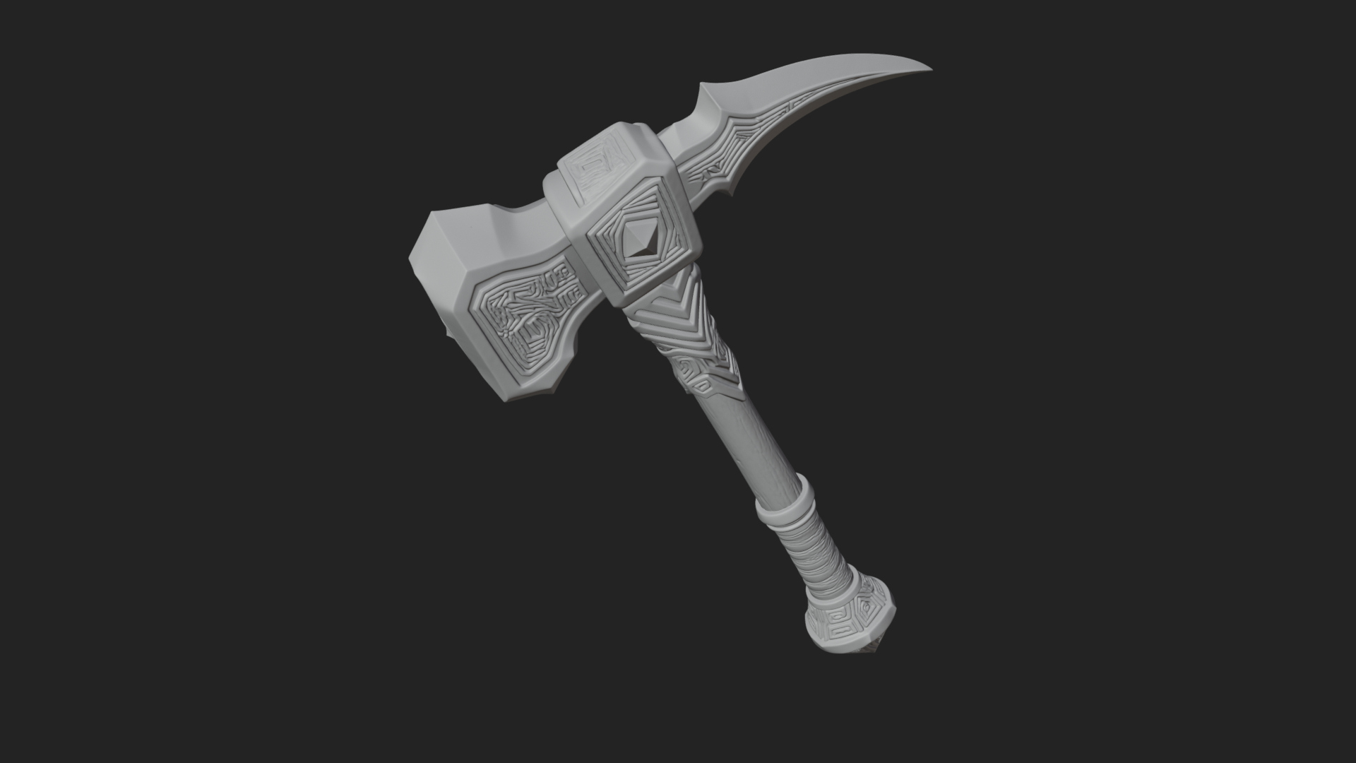 Dark Axe Head Staff Model Design 1 3D Print Model 3D Model