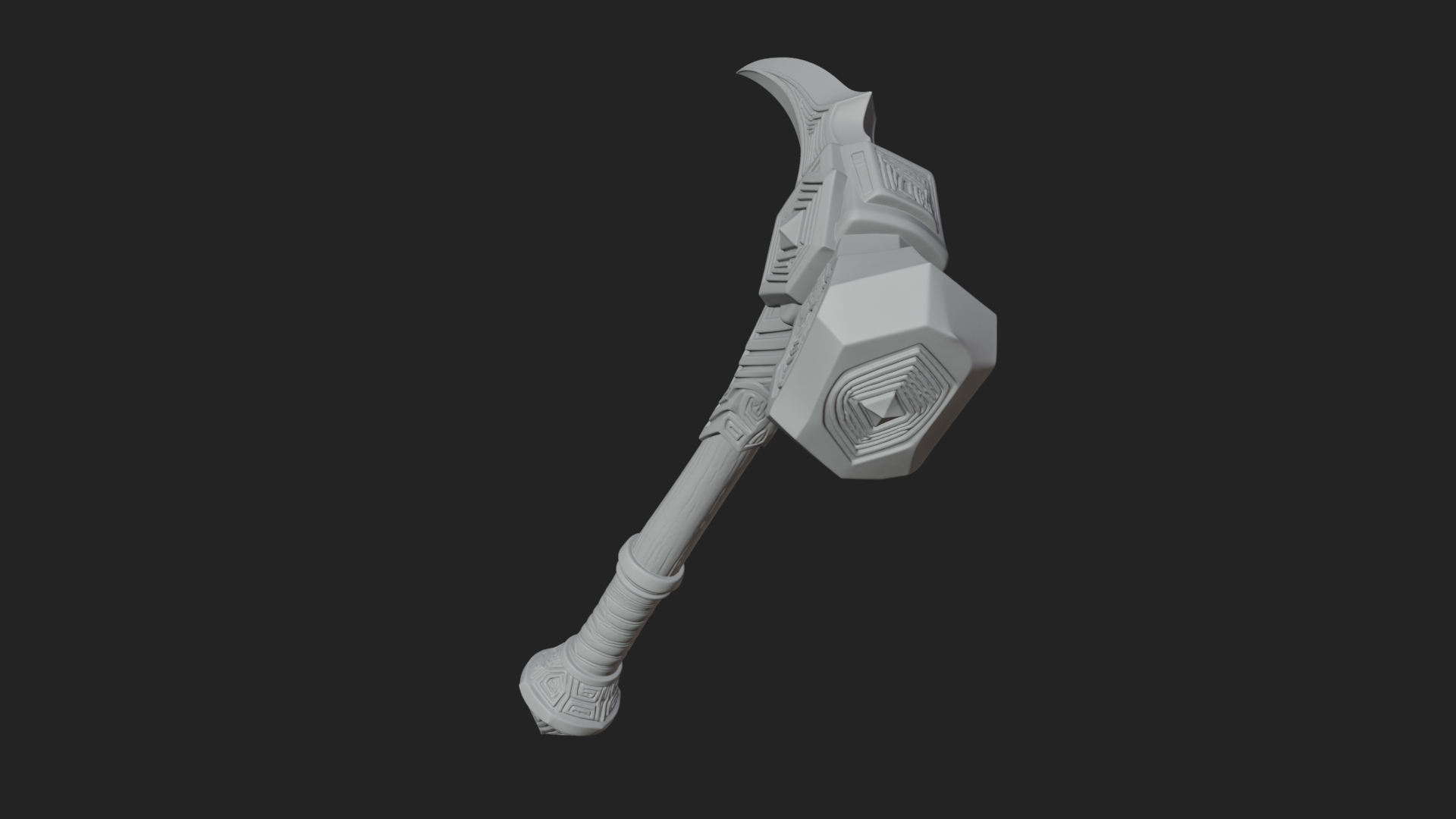 Dark Axe Head Staff Model Design 1 3D Print Model 3D Model