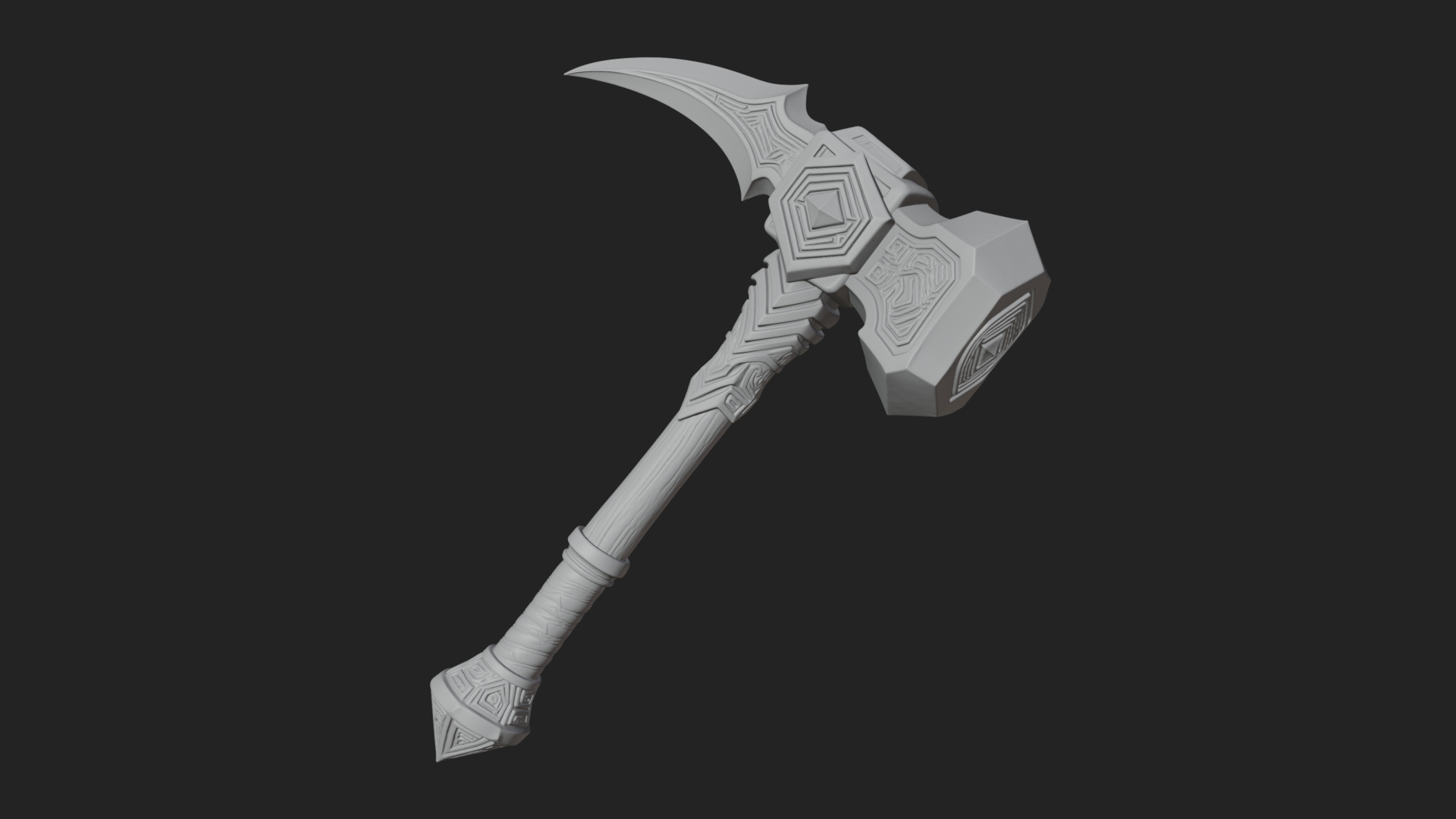 Dark Axe Head Staff Model Design 1 3D Print Model 3D Model