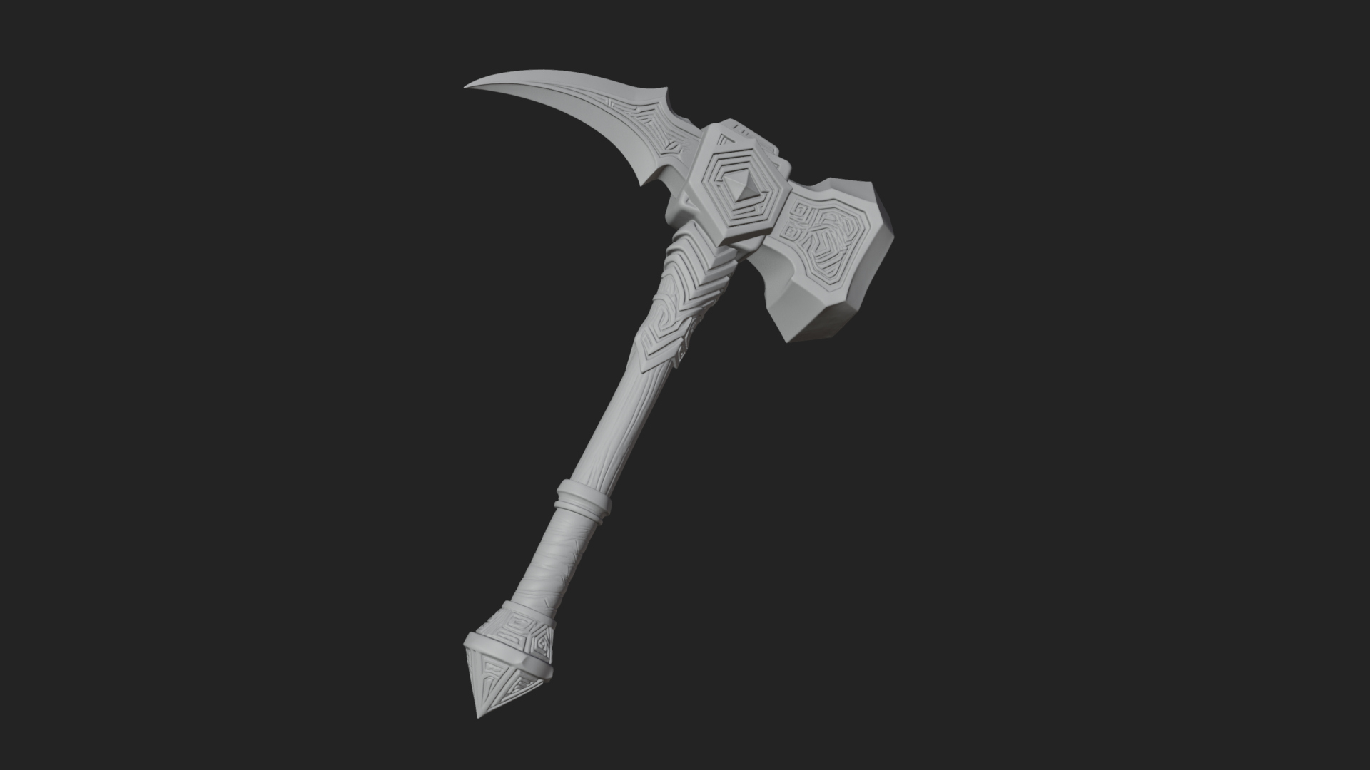 Dark Axe Head Staff Model Design 1 3D Print Model 3D Model
