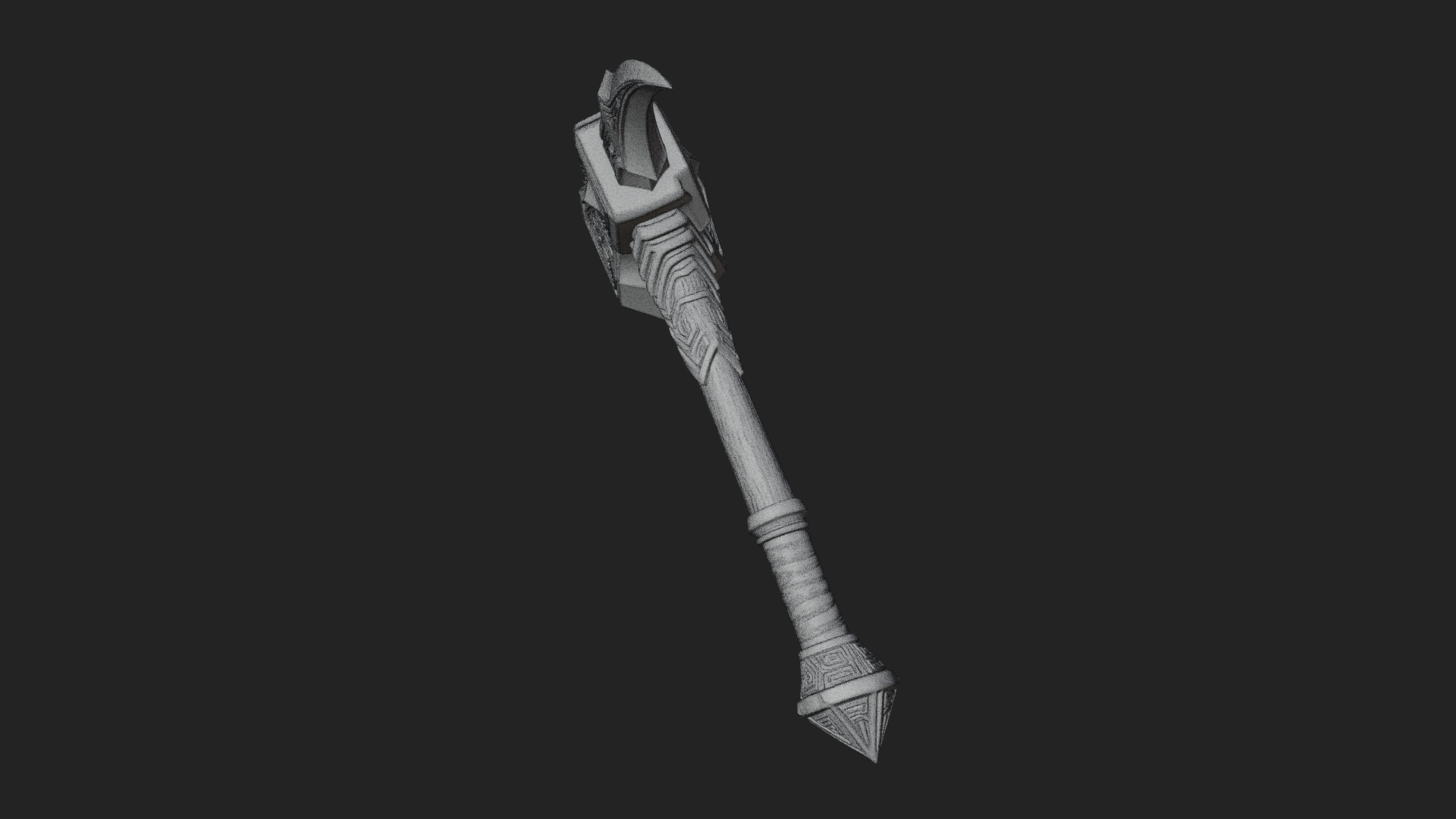 Dark Axe Head Staff Model Design 1 3D Print Model 3D Model