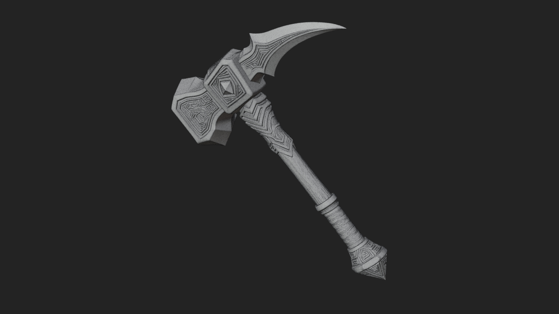 Dark Axe Head Staff Model Design 1 3D Print Model 3D Model