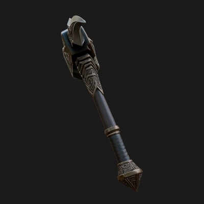 Dark Axe Head Staff Model Design 1 3D Print Model